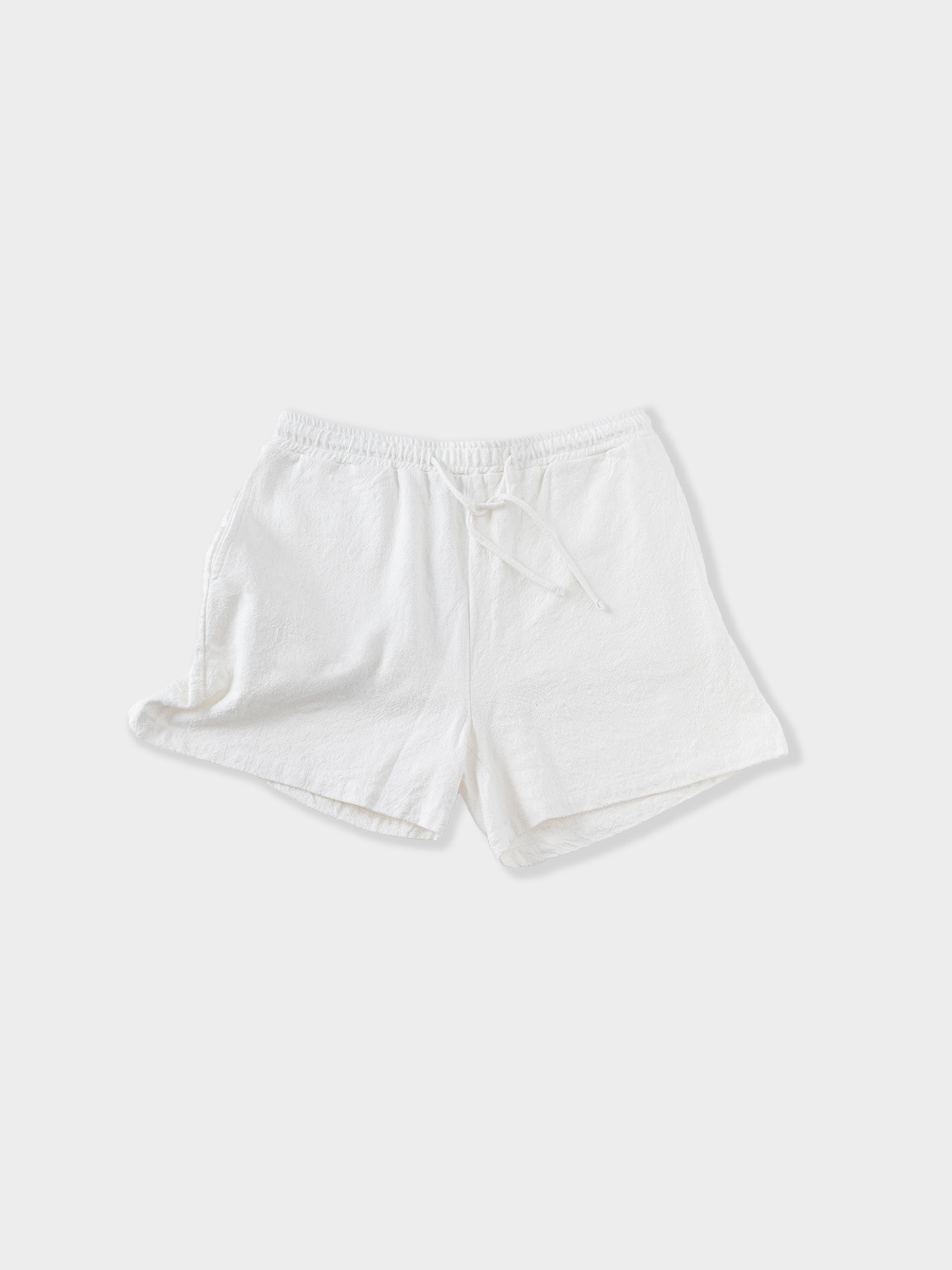 Ivory Stonewashed Linen Sweatshorts