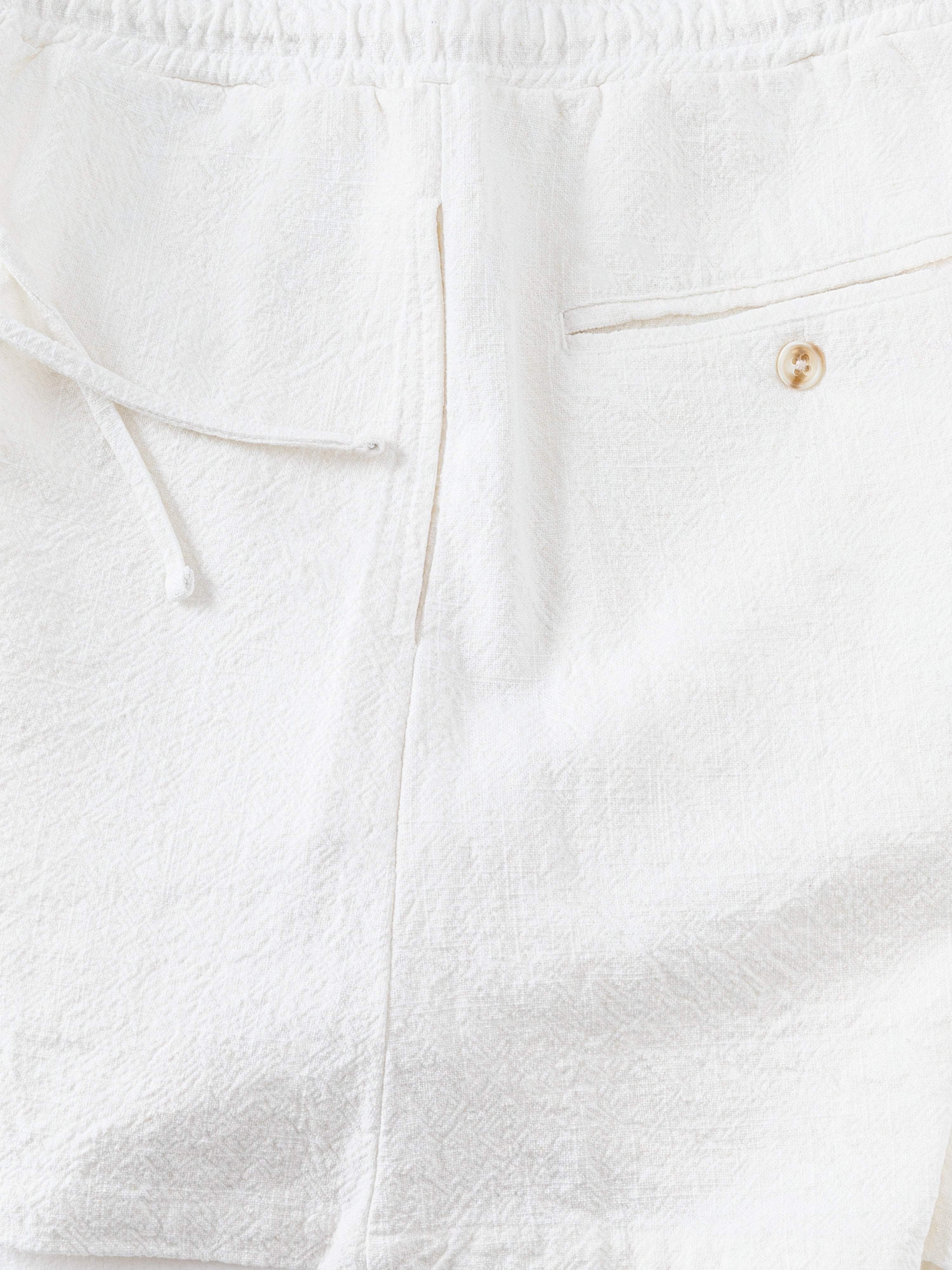 Ivory Stonewashed Linen Sweatshorts