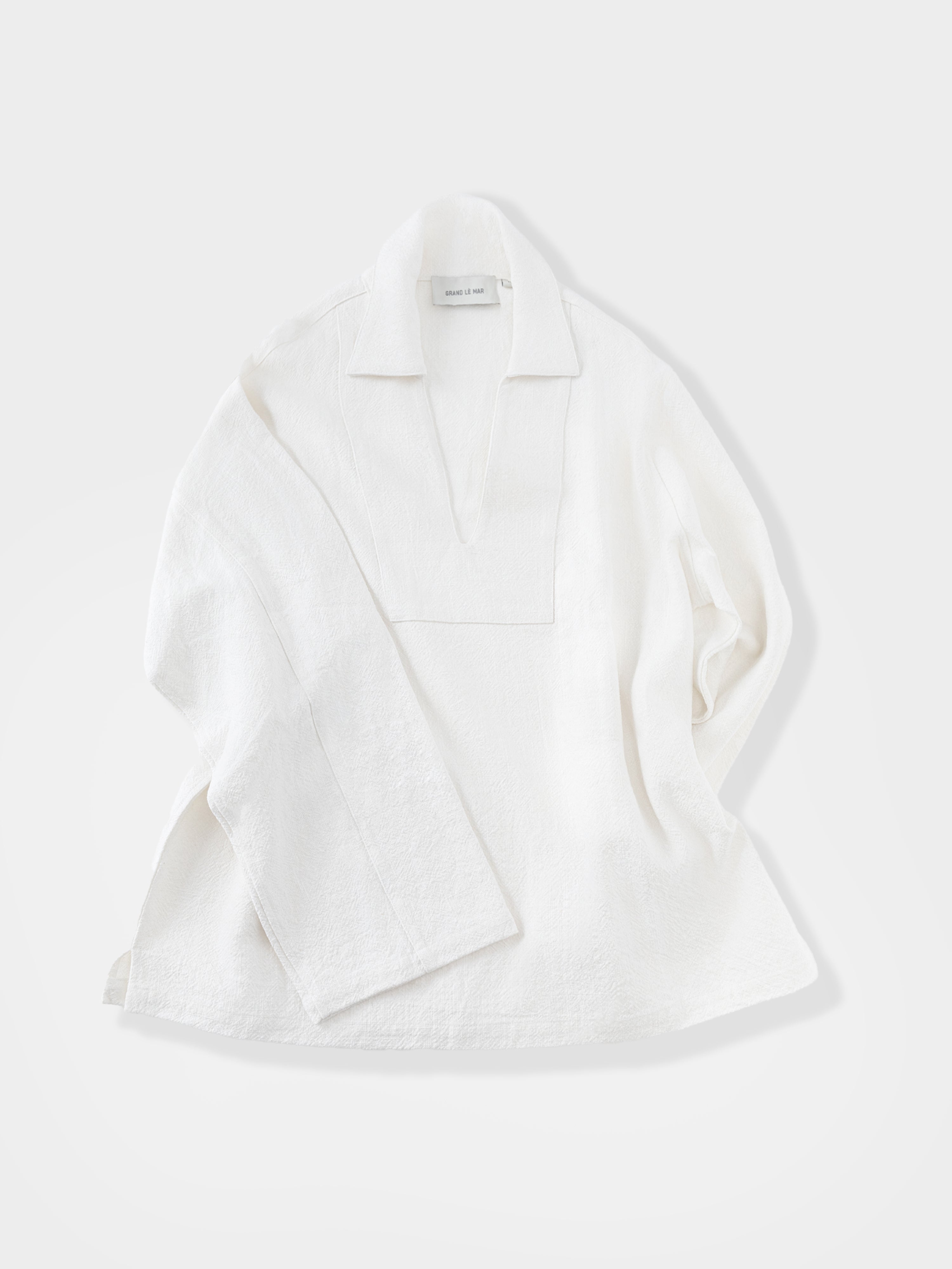 Ivory Stonewashed Linen Mock Jersey