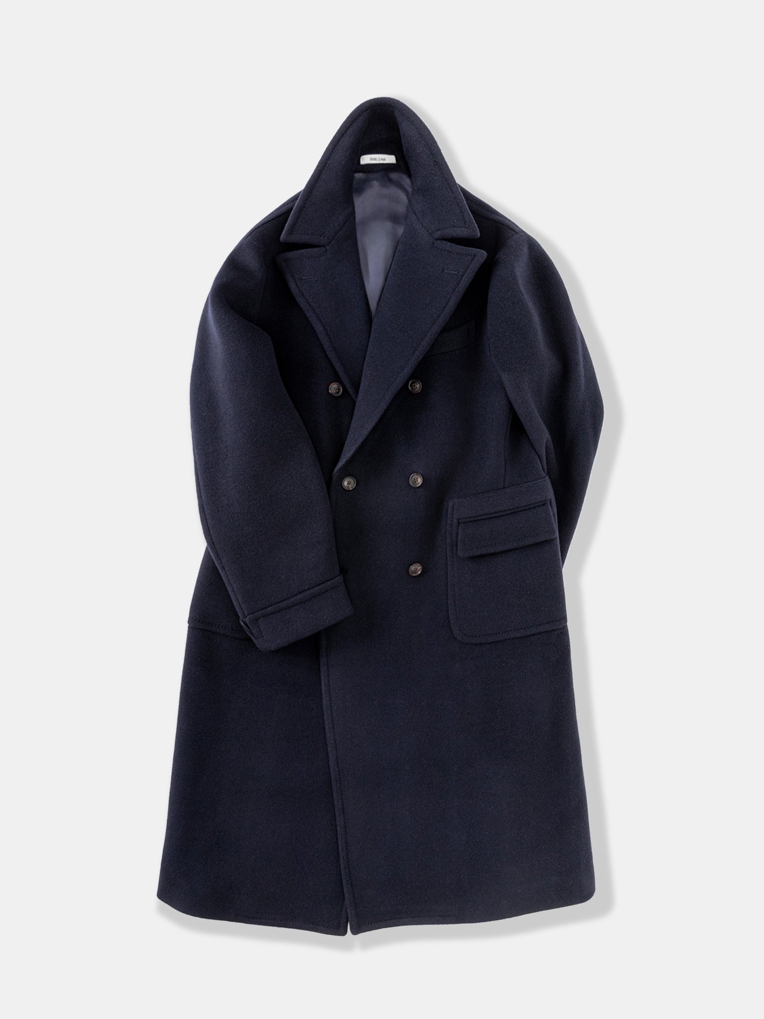 Navy Wool Cashmere Polo Coat - Grand Le Mar