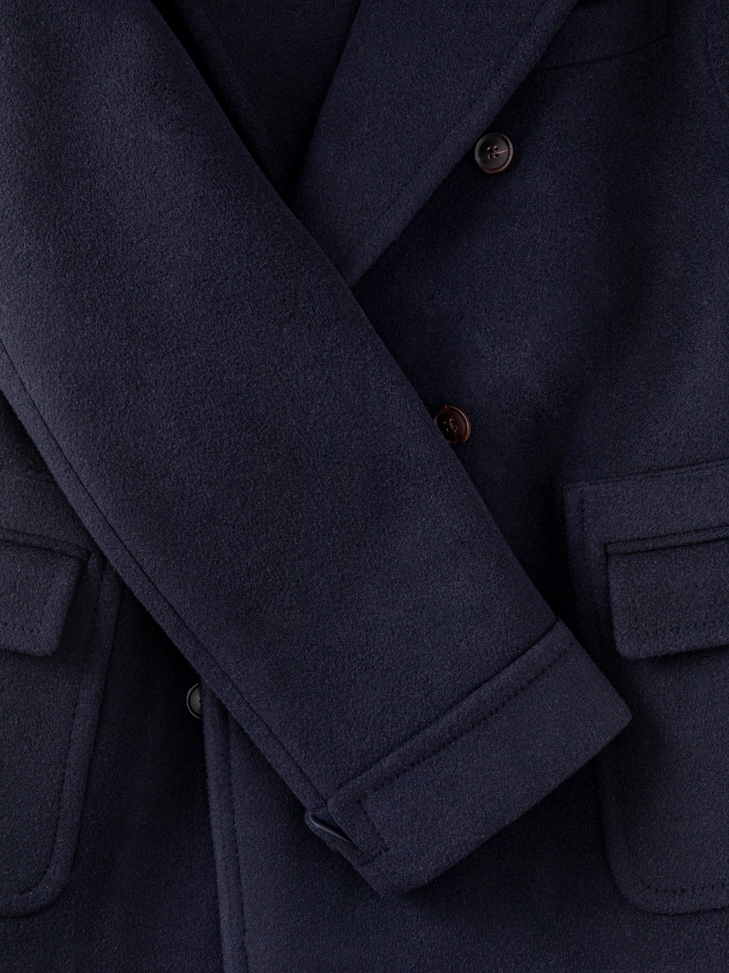 Navy Wool Cashmere Polo Coat - Grand Le Mar