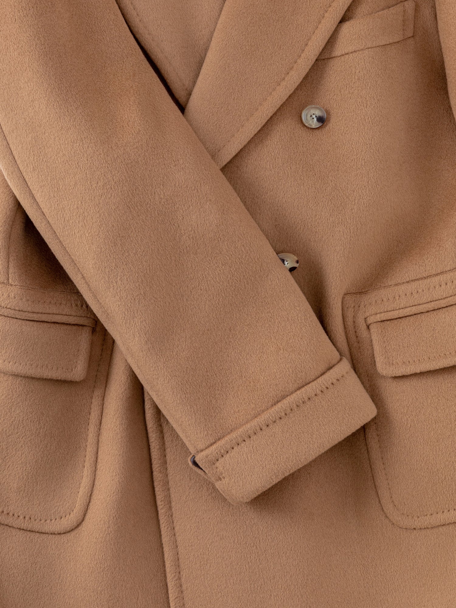 Camel Wool Cashmere Polo Coat