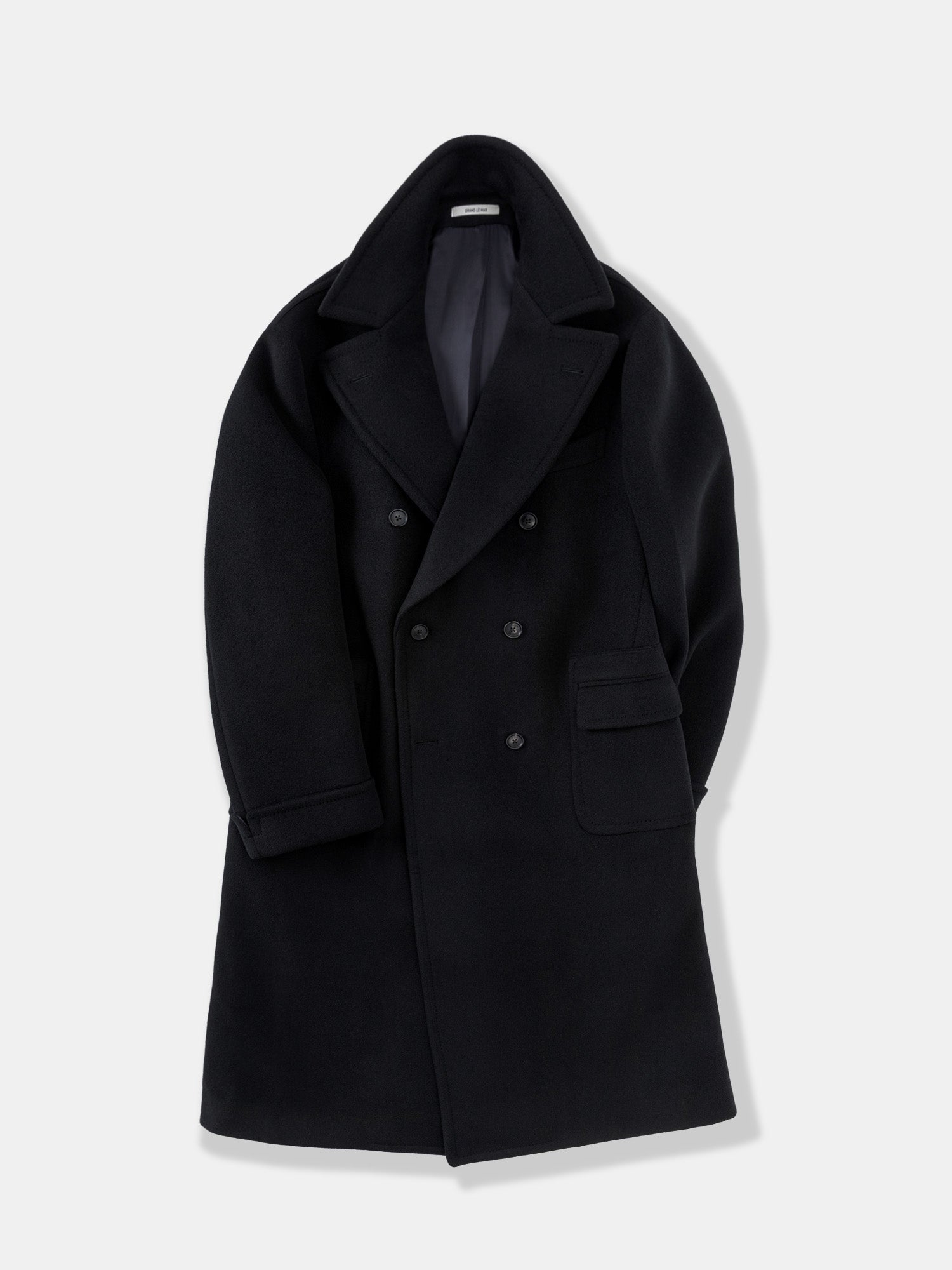 Black Wool Cashmere Polo Coat - Grand Le Mar