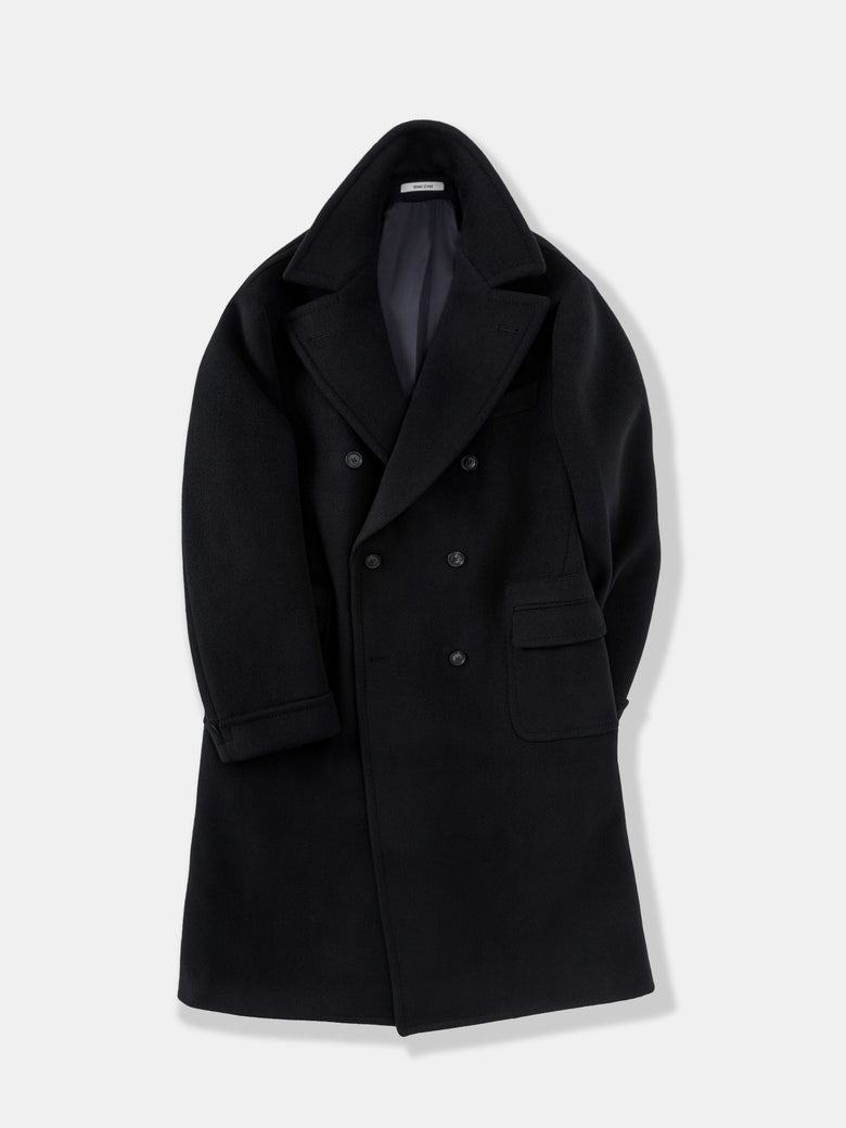 Black Wool Cashmere Polo Coat - Grand Le Mar