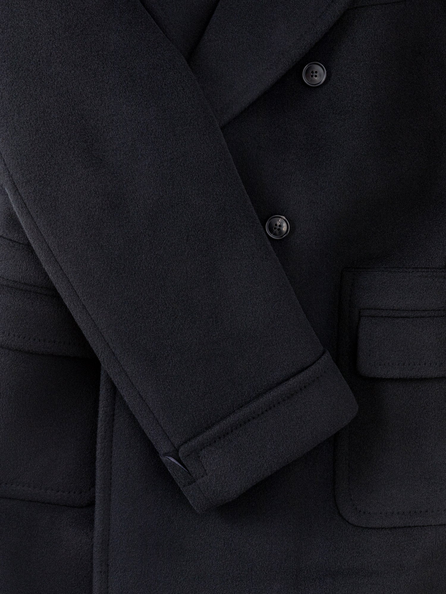 Black Wool Cashmere Polo Coat - Grand Le Mar