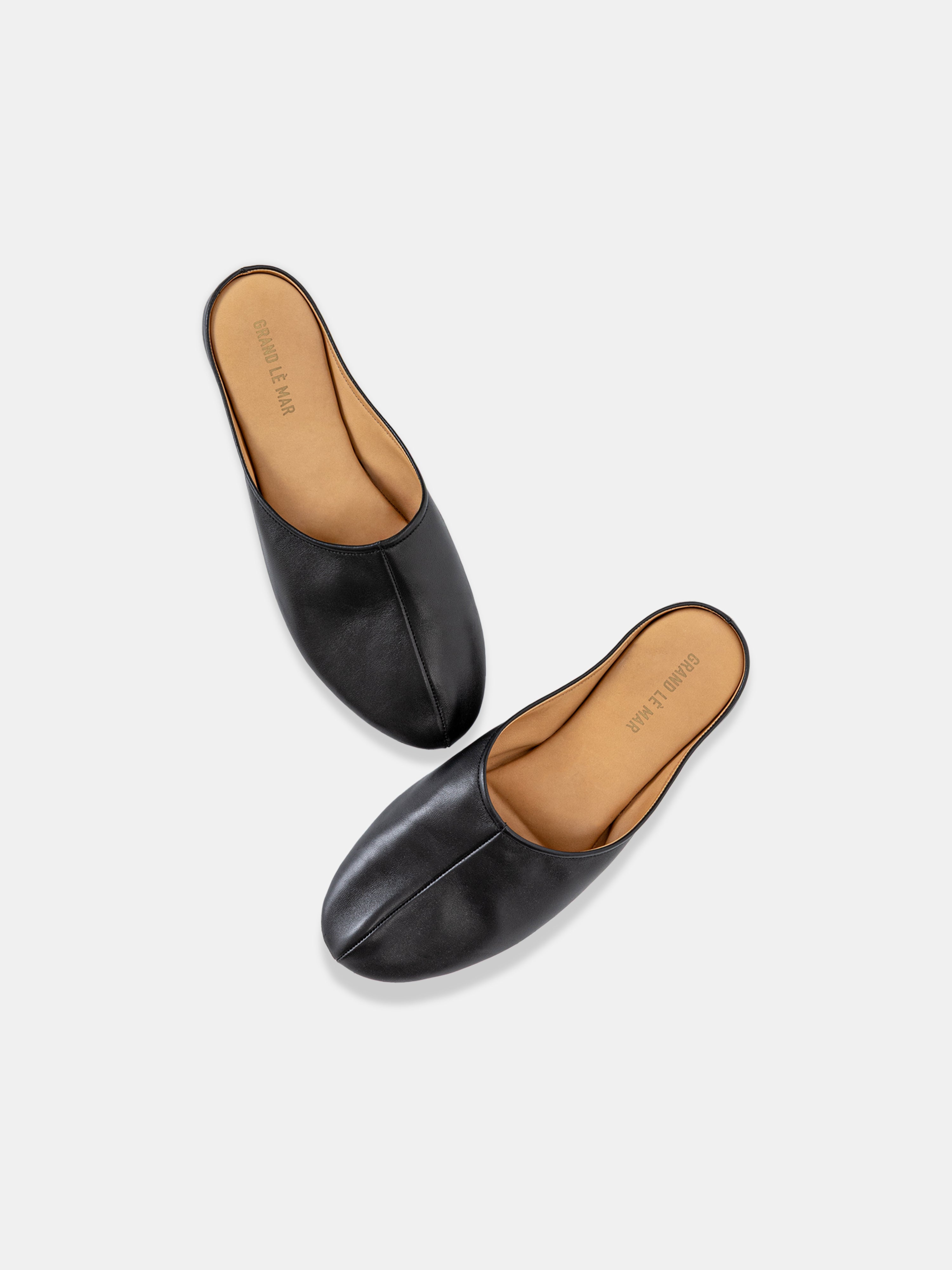 Black Leather Slides