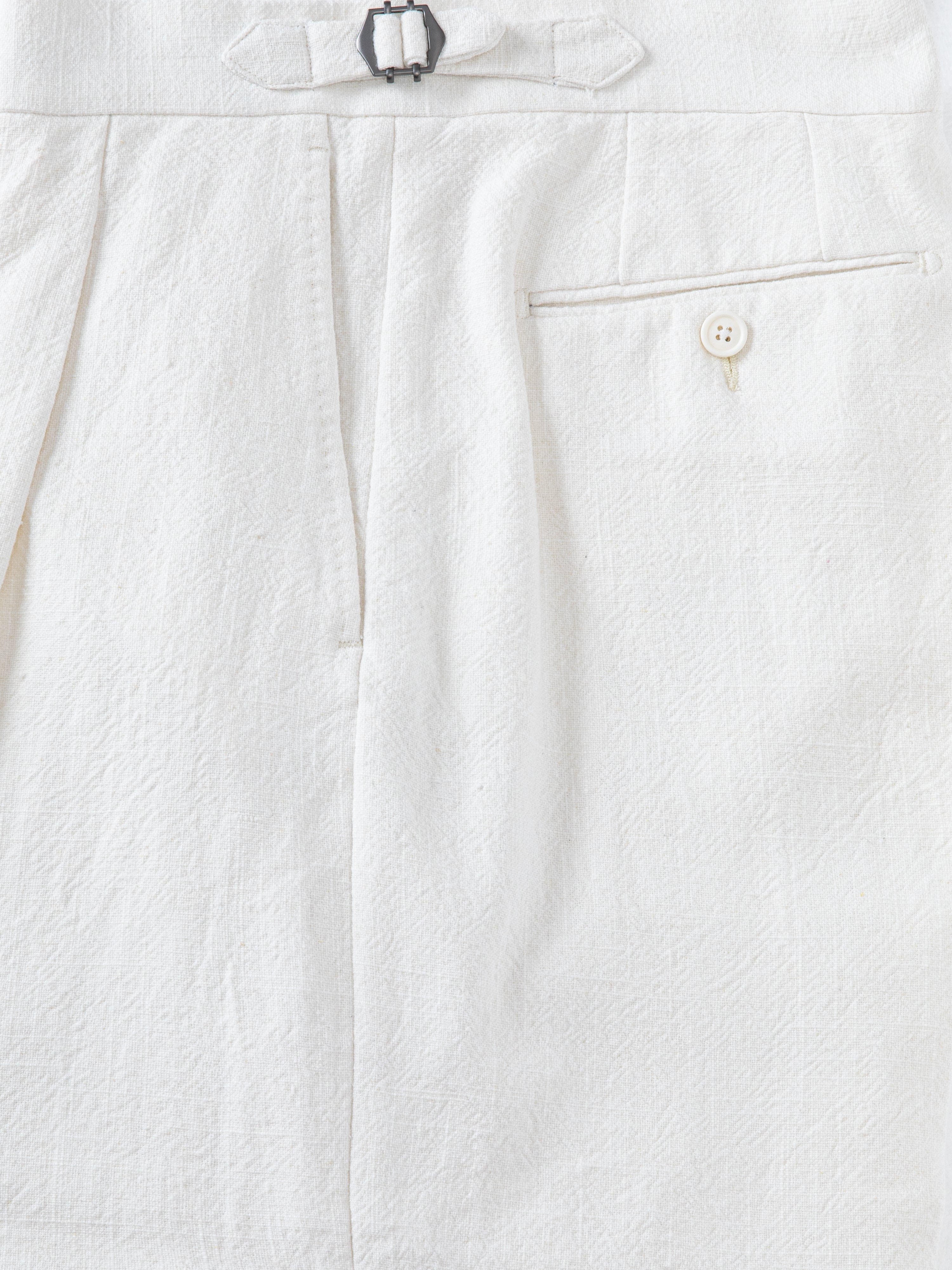 Ivory Stonewashed Linen Trousers (Extra Wide Fit)