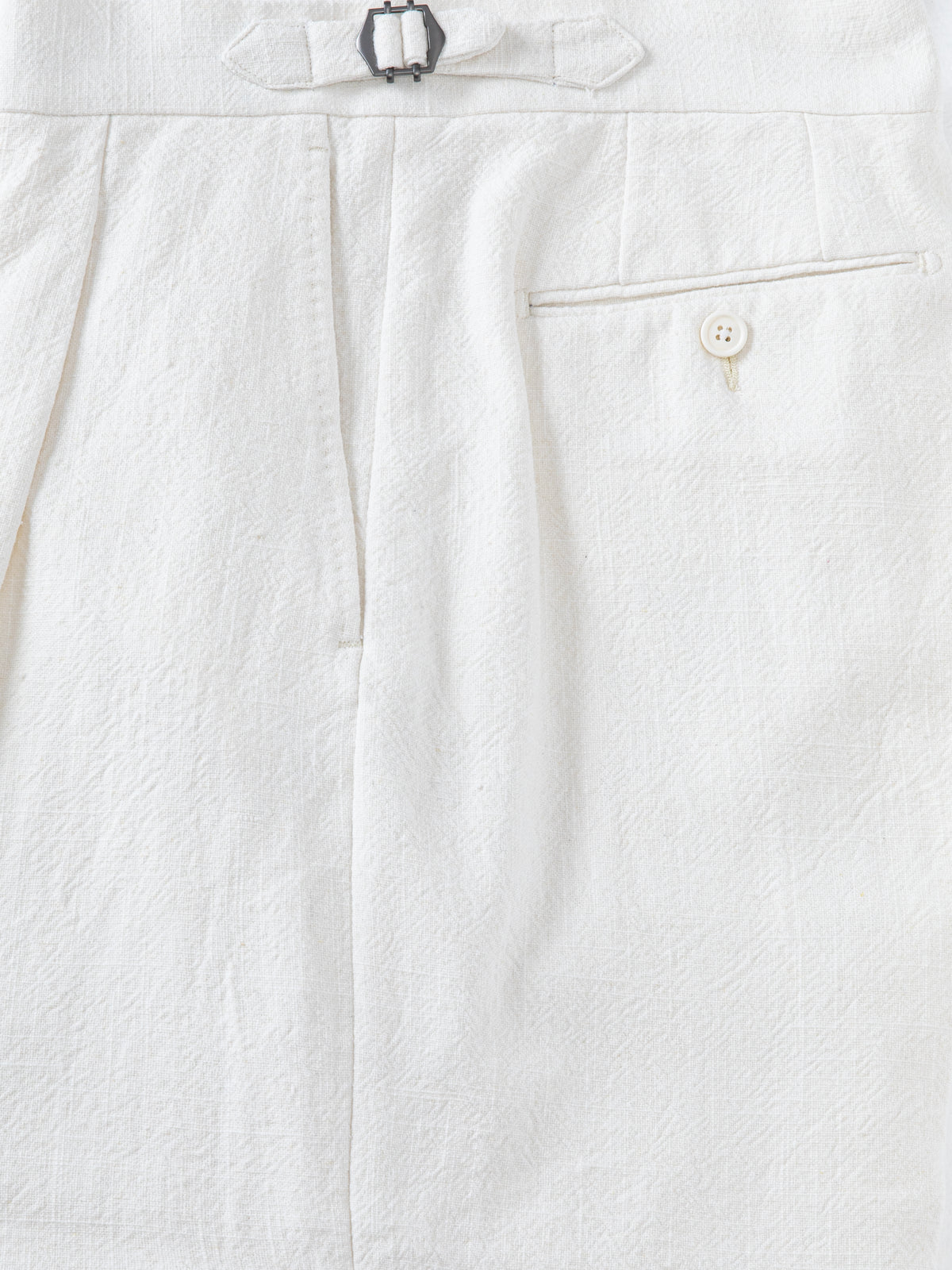 Ivory Stonewashed Linen Trousers (Extra Wide Fit)