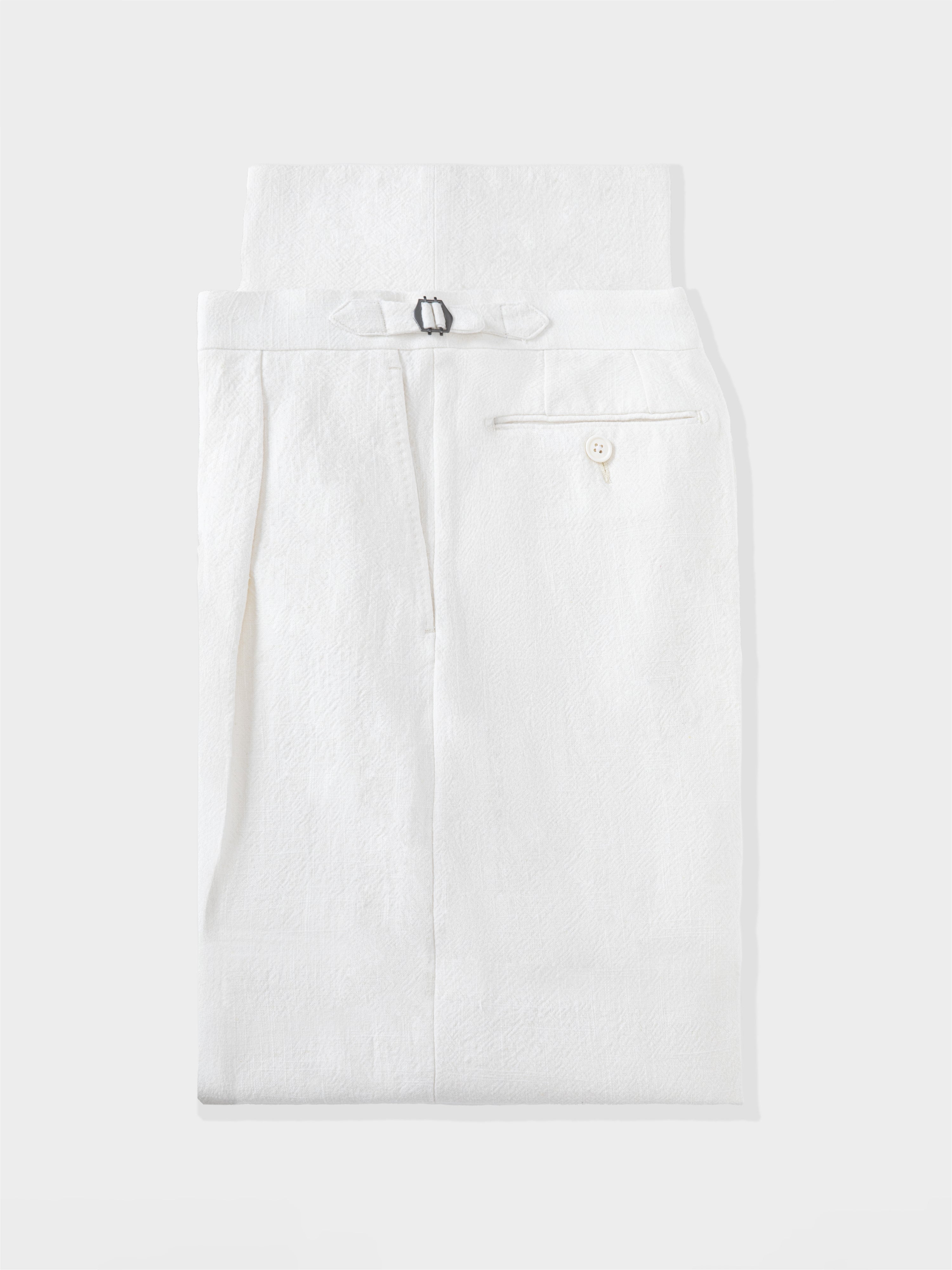 Ivory Stonewashed Linen Trousers (Extra Wide Fit)