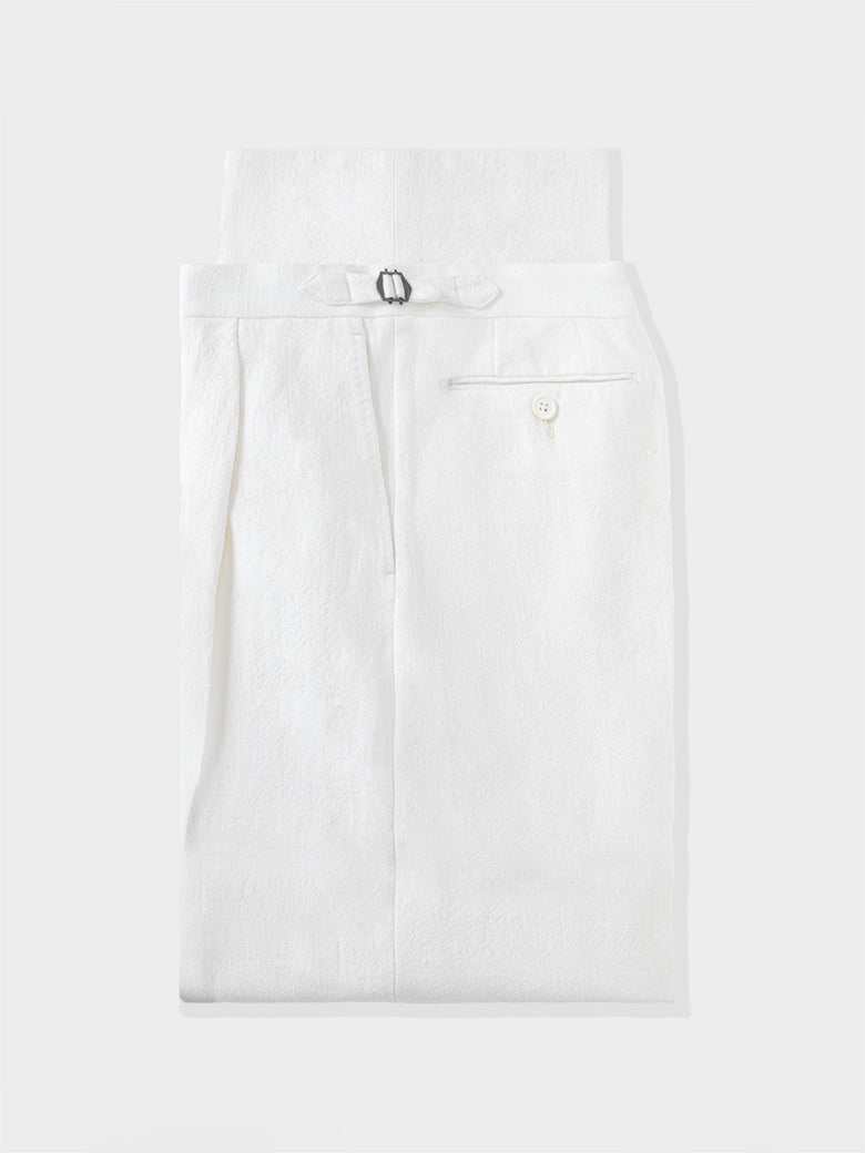 Ivory Stonewashed Linen Trousers (Extra Wide Fit)