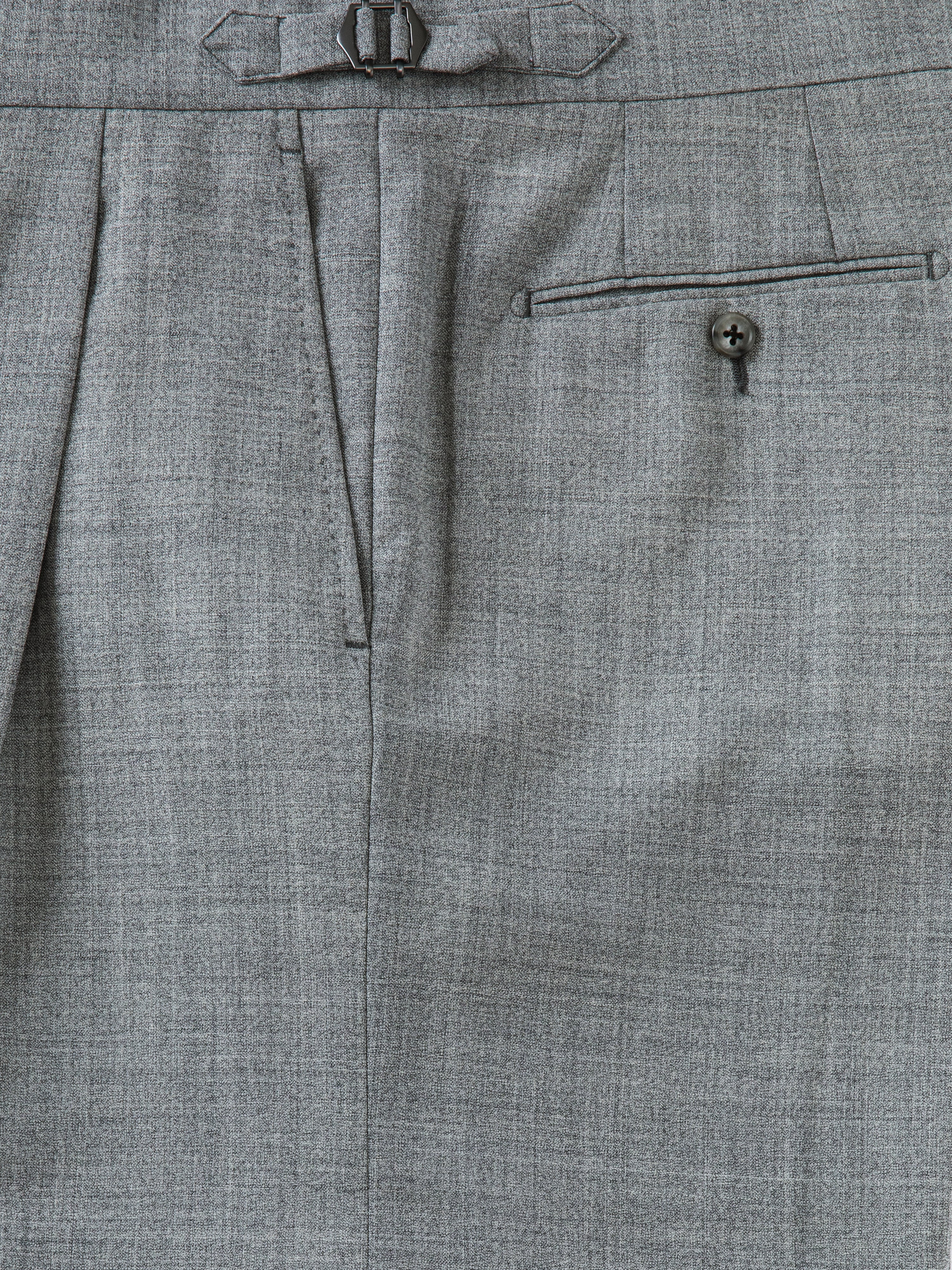 Light Grey High Twist Wool Trousers (Extra Wide Fit)