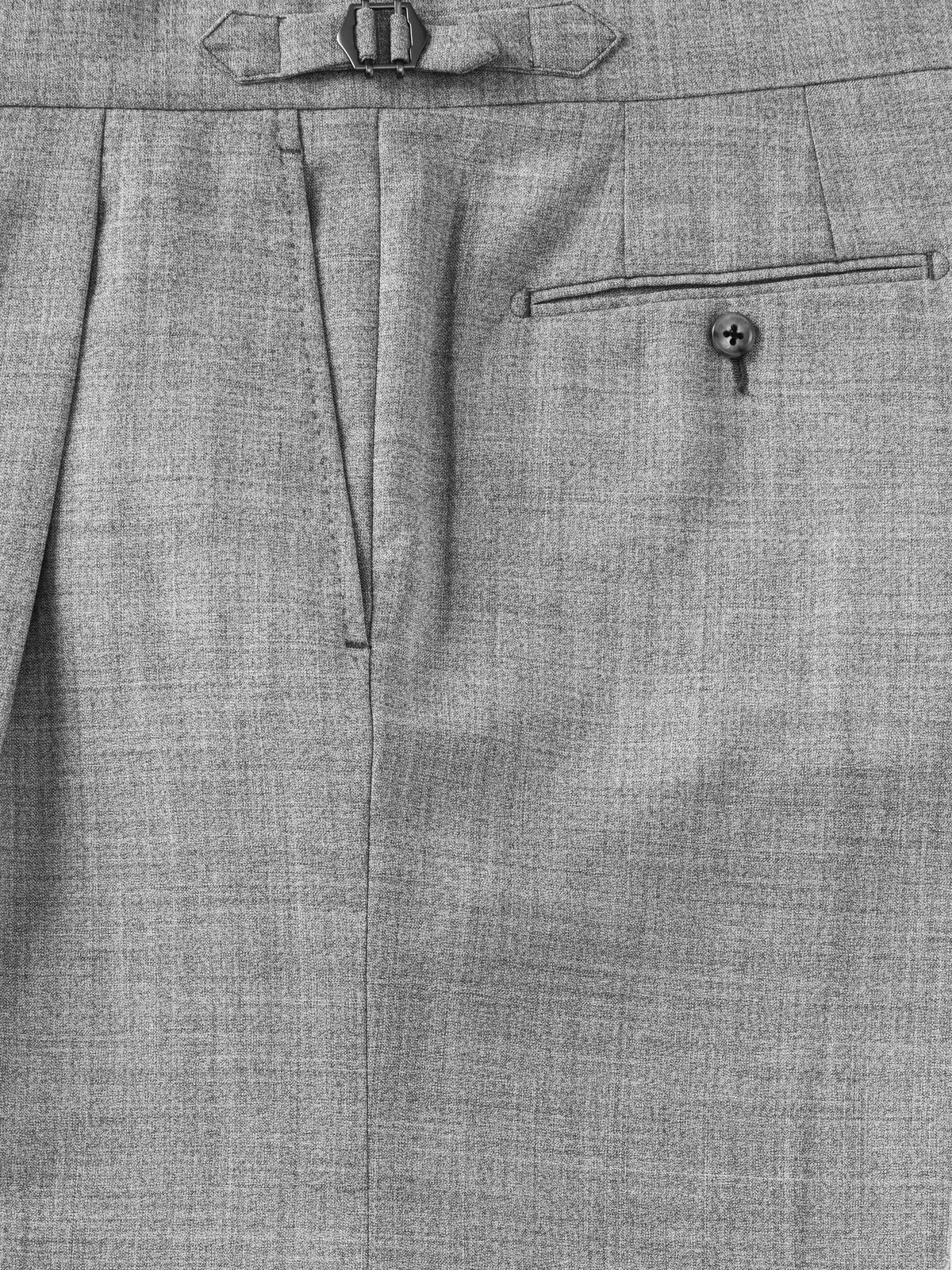Light Grey High Twist Wool Trousers (Extra Wide Fit)