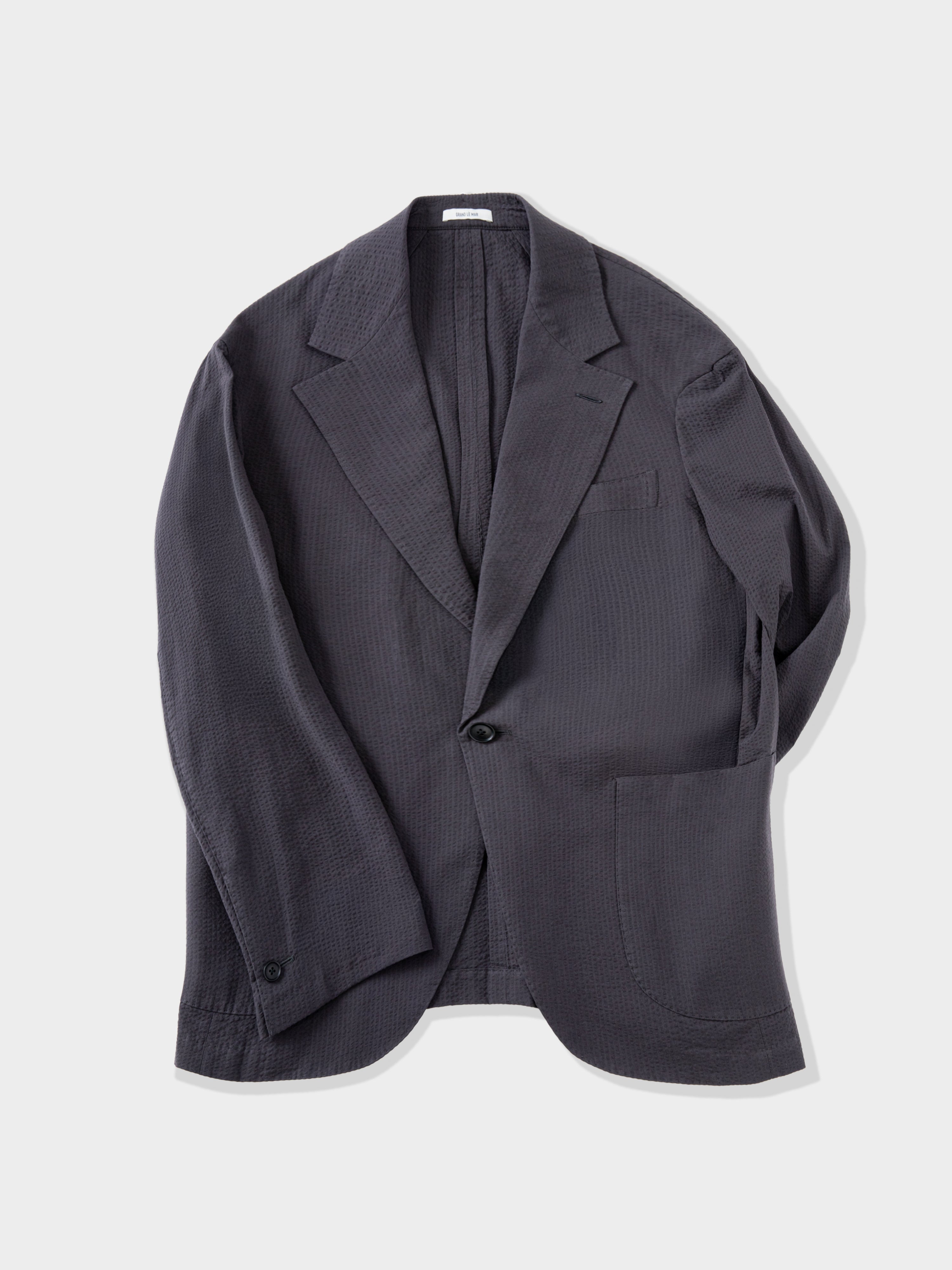 Dark Grey Seersucker Jacket (Casual Fit)