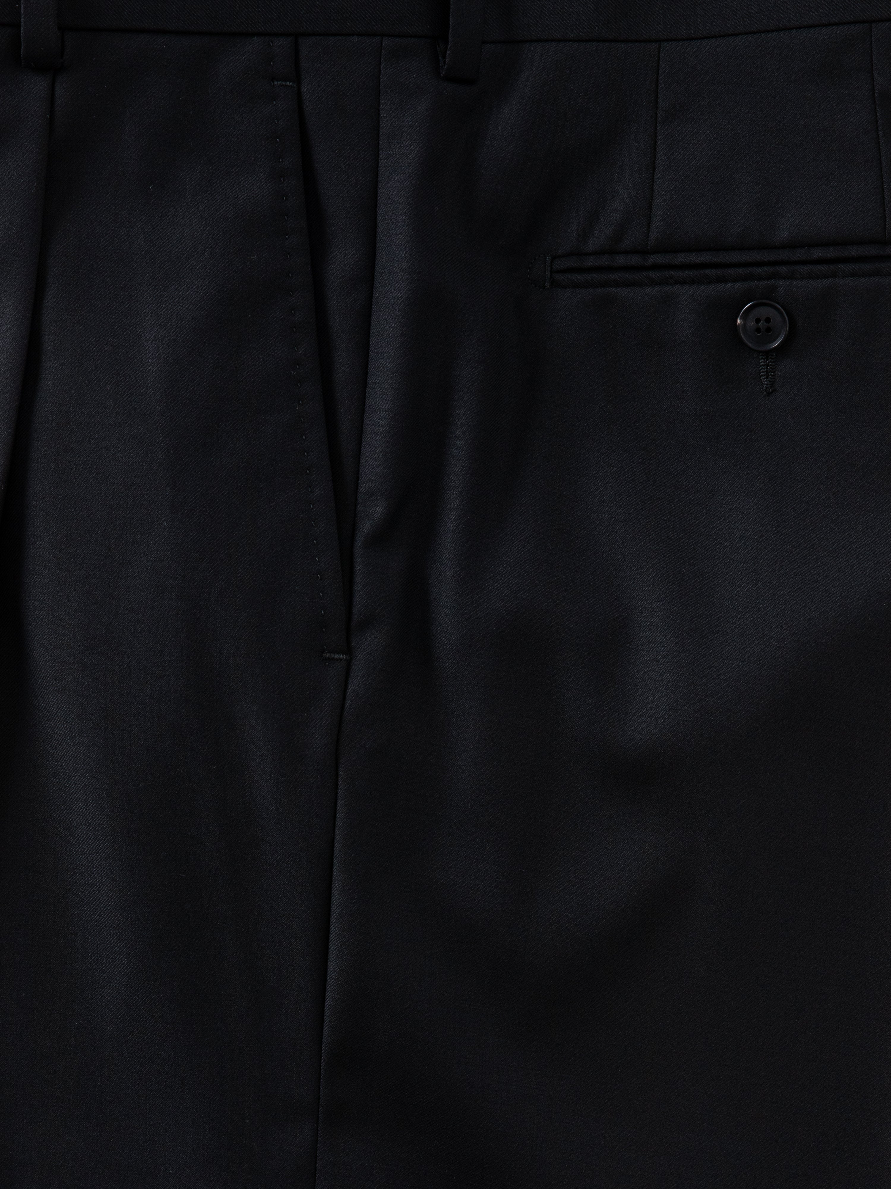 Black Wool Belt Trousers  (Wide Fit)