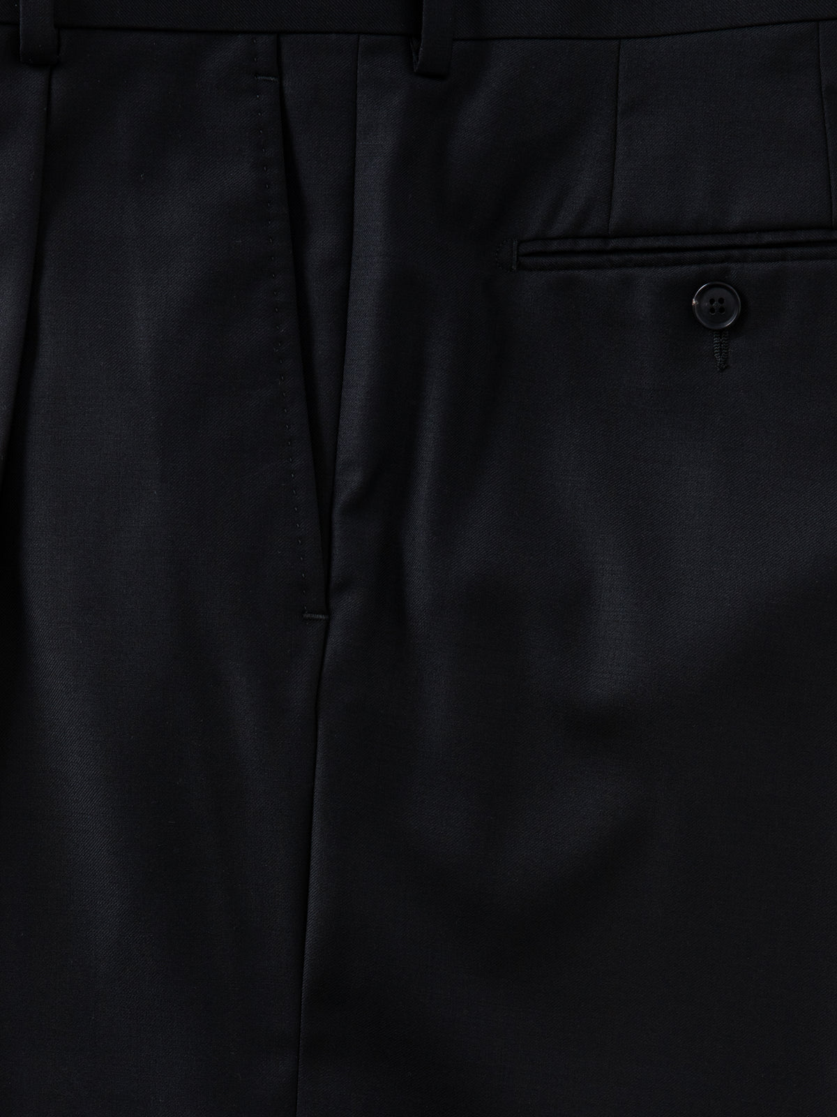 Black Wool Belt Trousers  (Wide Fit)