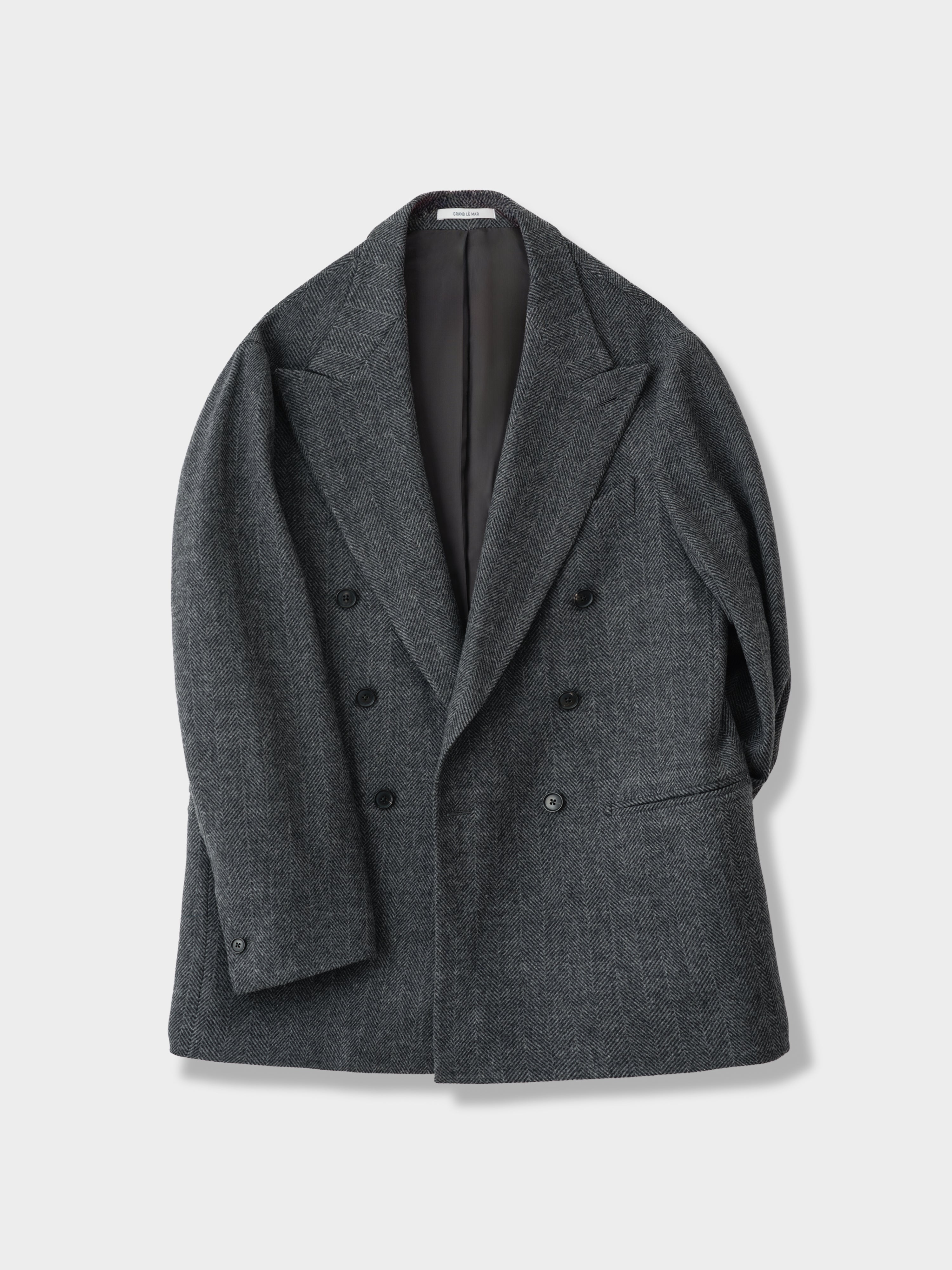 Charcoal Herringbone Wool Cashmere Jacket (Casual Fit)