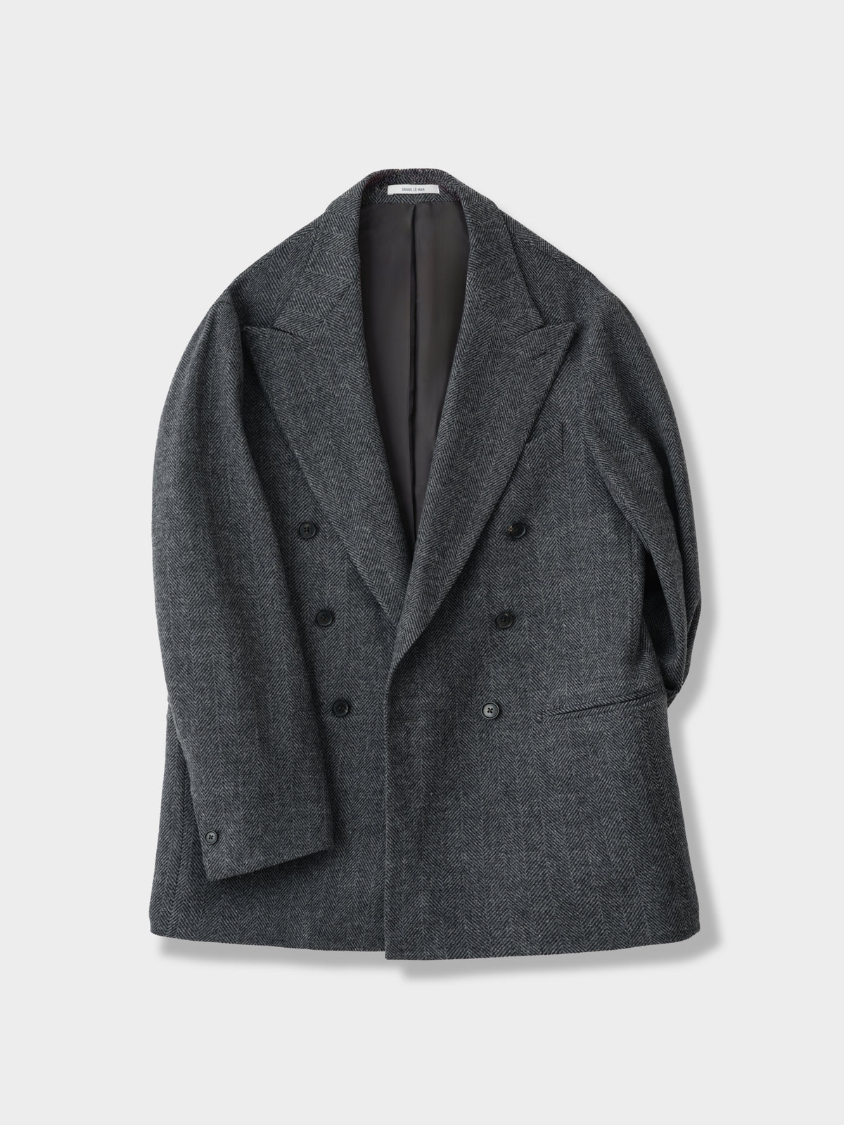 Charcoal Herringbone Wool Cashmere Jacket (Casual Fit)