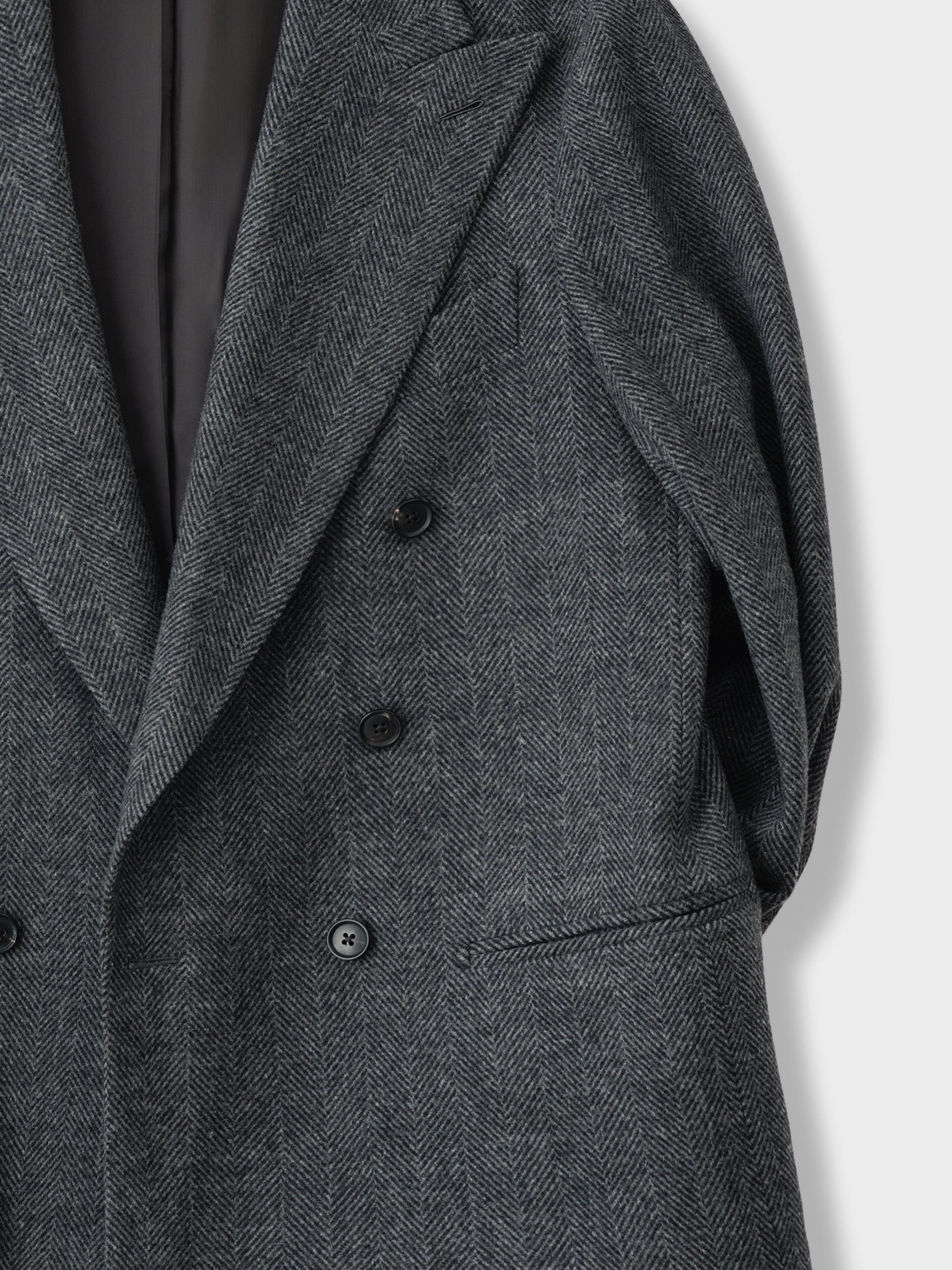 Charcoal Herringbone Wool Cashmere Jacket (Casual Fit)