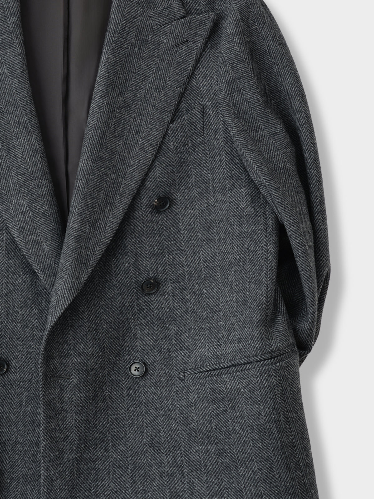 Charcoal Herringbone Wool Cashmere Jacket (Casual Fit)