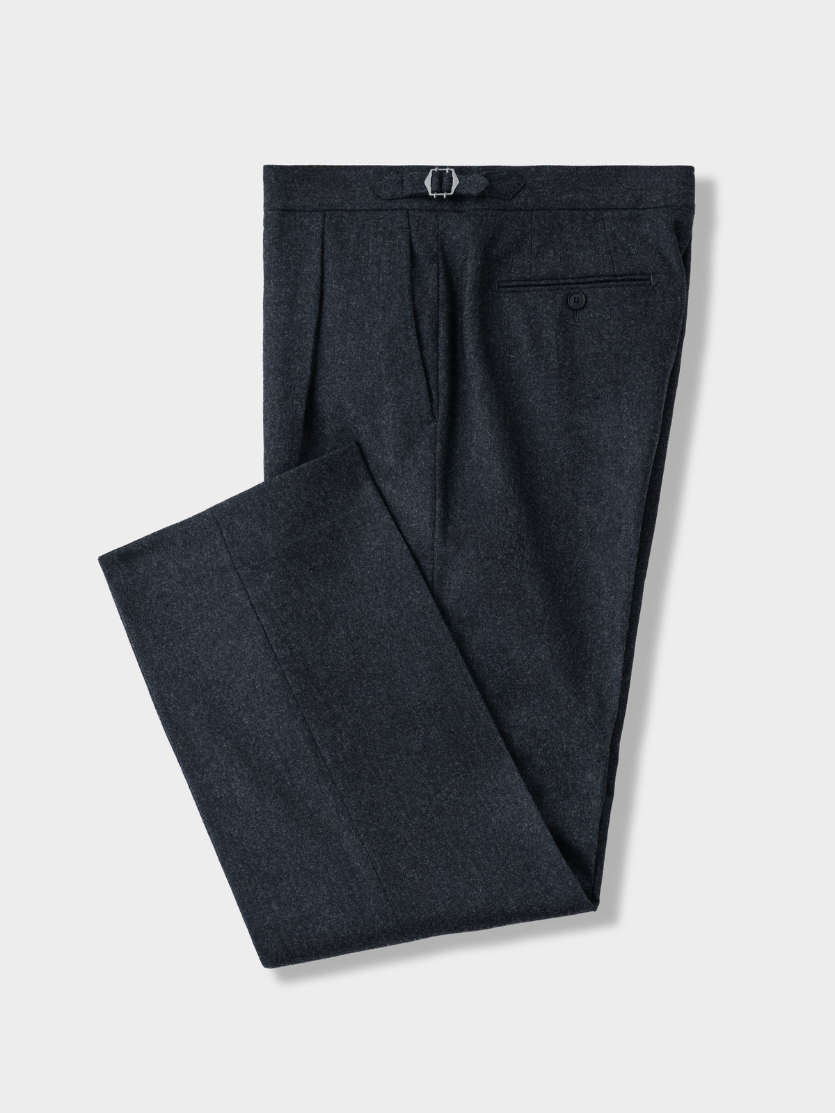 Charcoal Flannel Wool Trousers (Wide Fit)