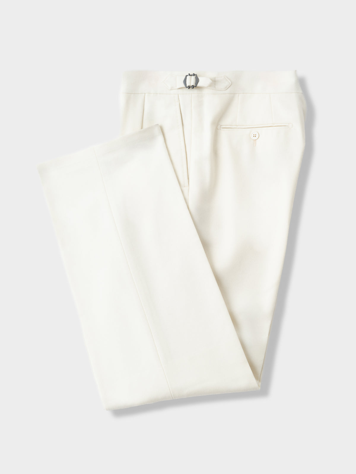 Ivory Flannel Wool Trousers (Wide Fit)