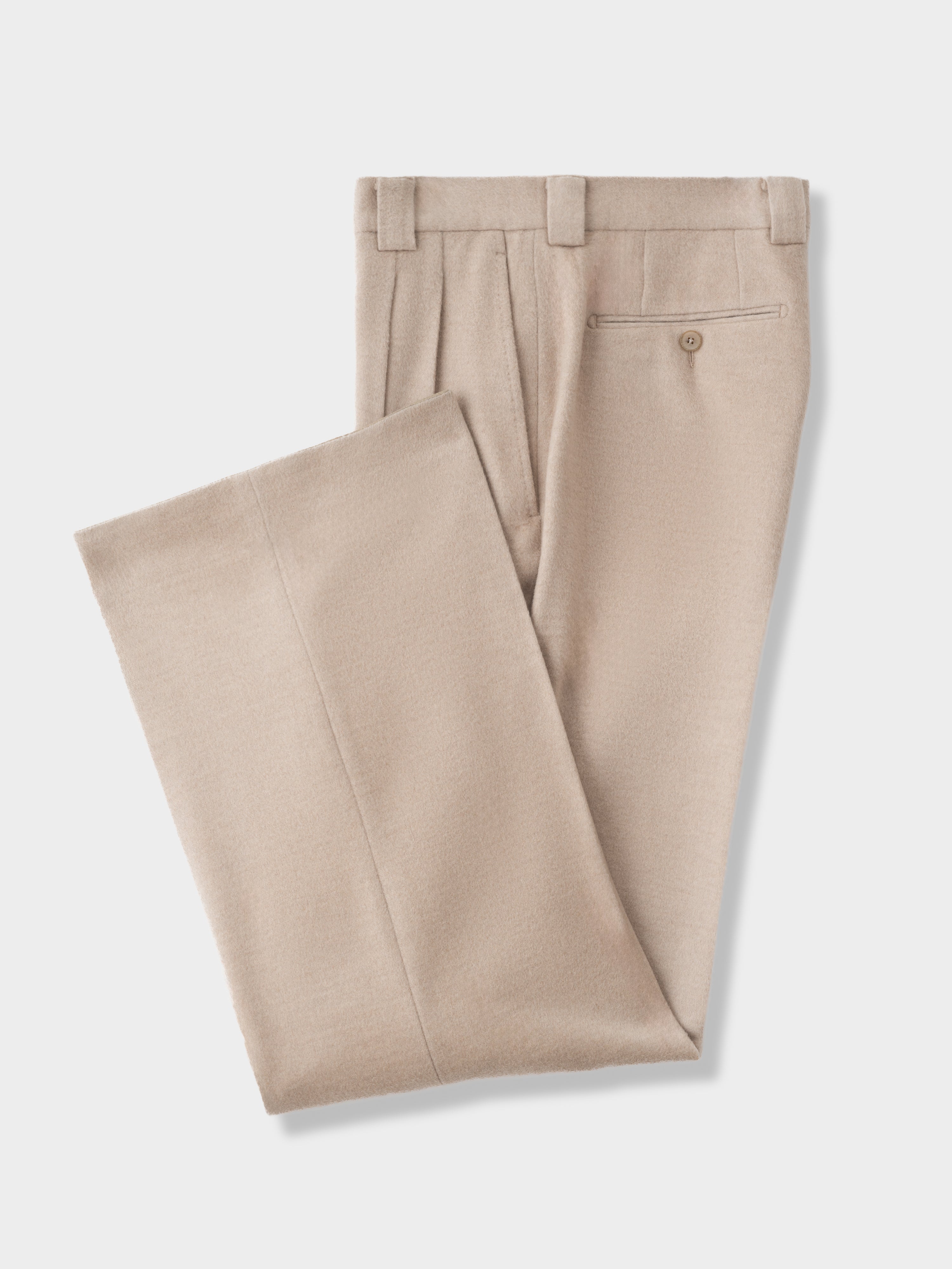 Cream Wool Cashmere Silk Trousers (Extra Wide Fit)