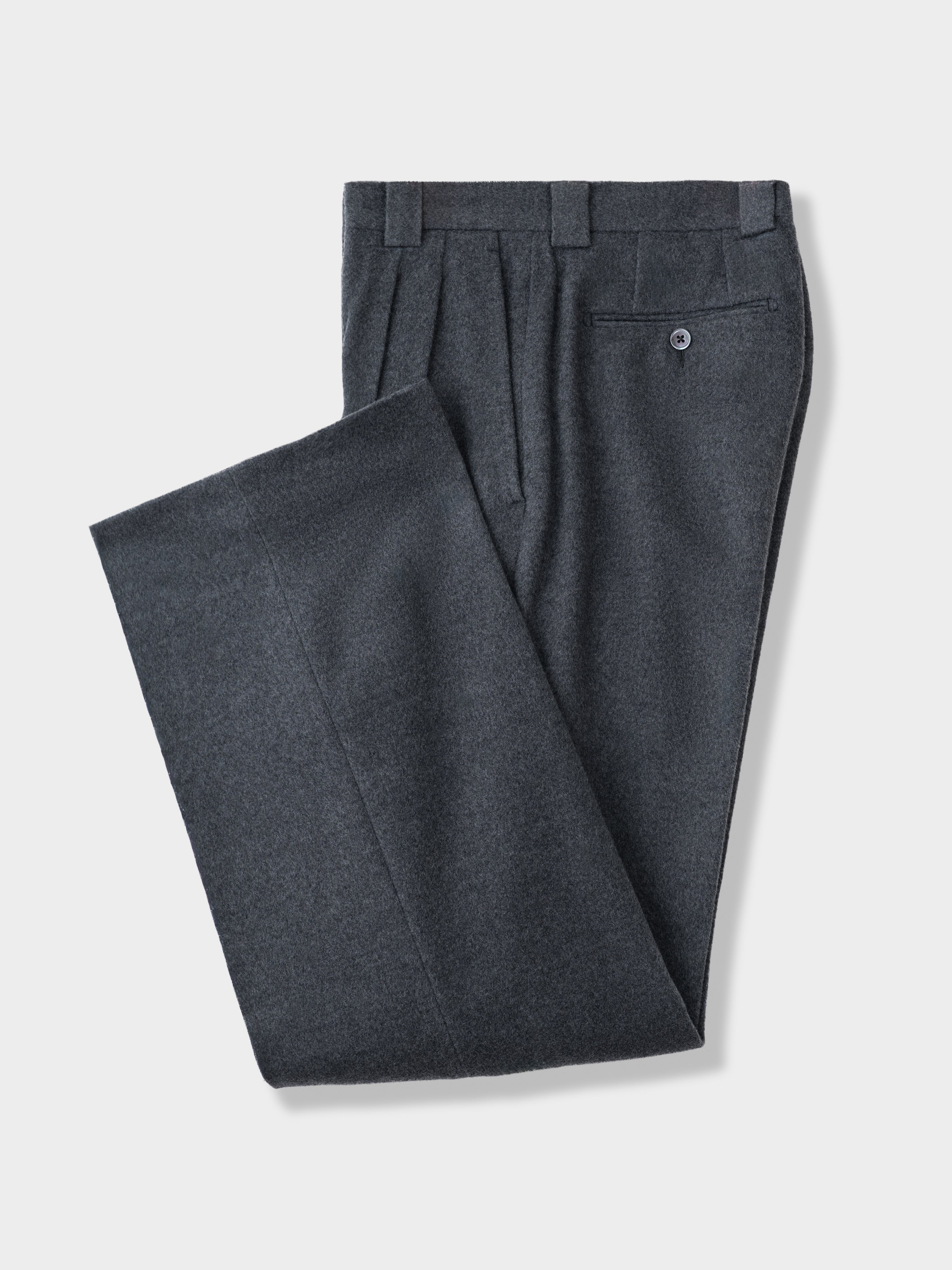 Heather Grey Wool Cashmere Silk Trousers (Extra Wide Fit)