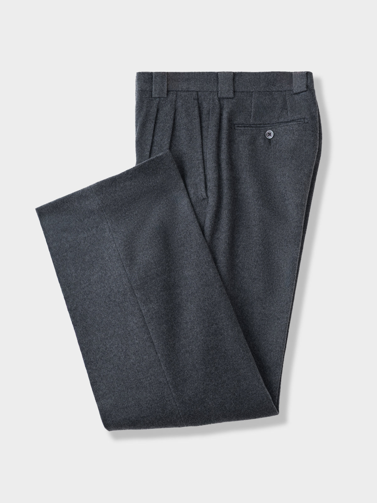 Heather Grey Wool Cashmere Silk Trousers (Extra Wide Fit)