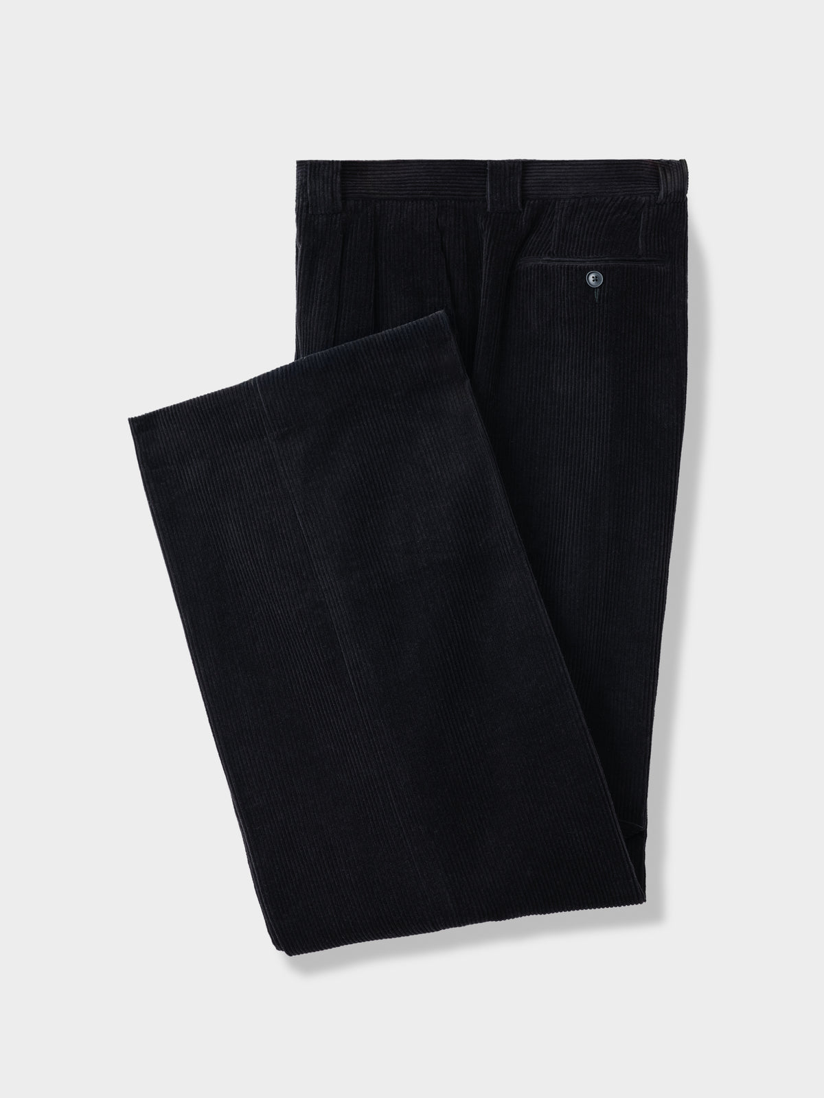 Black Cotton Corduroy Trousers (Extra Wide Fit)