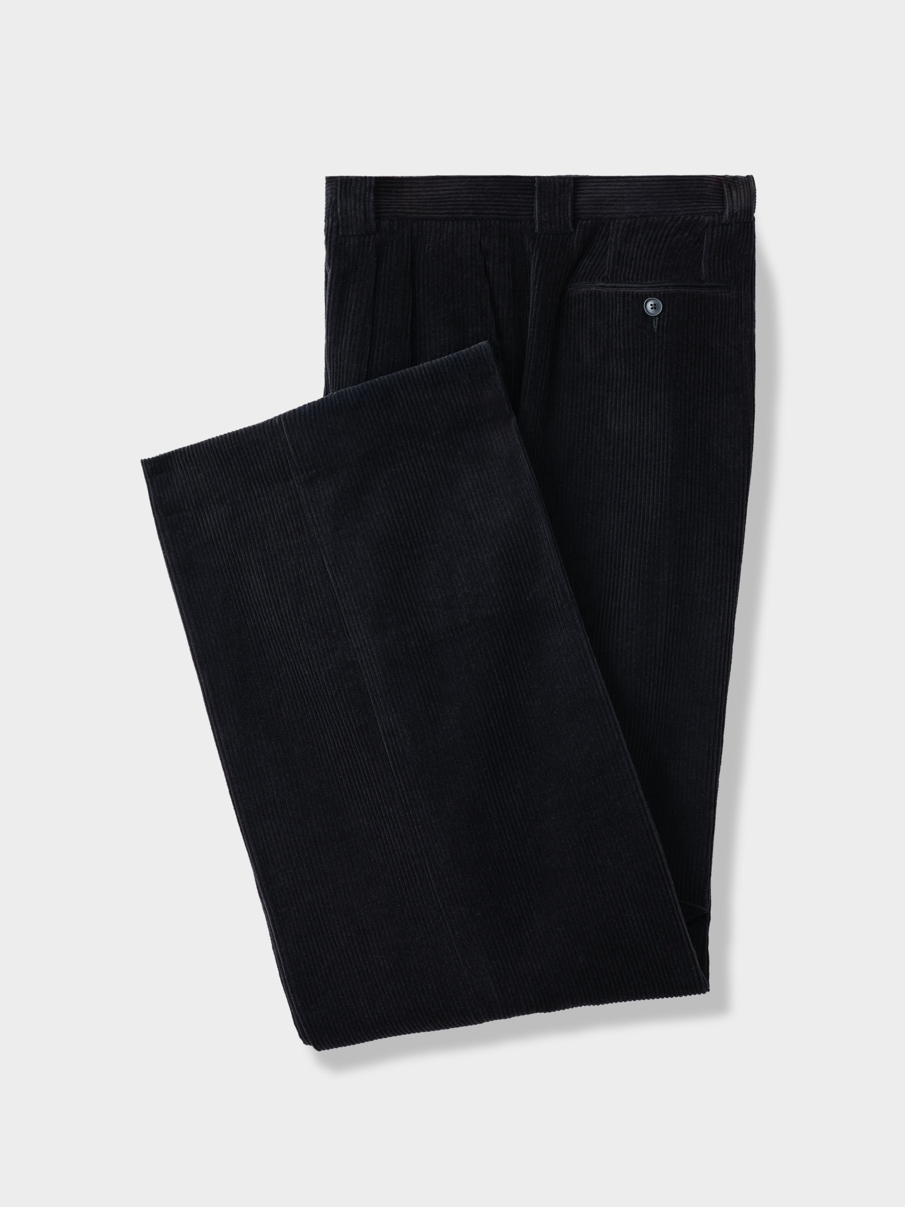 Black Cotton Corduroy Trousers (Extra Wide Fit)