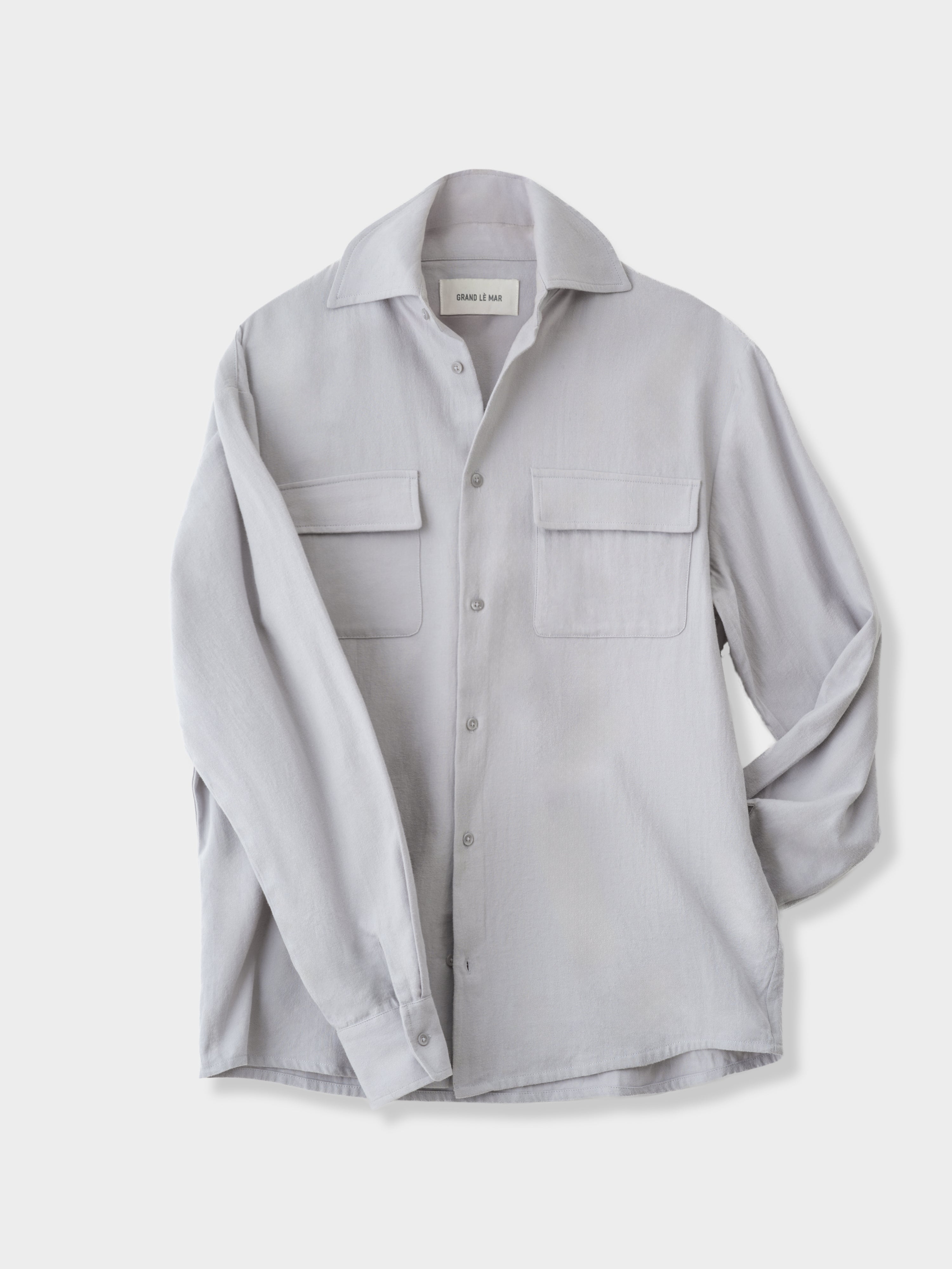 Icy Grey Cotton Flannel Shirt