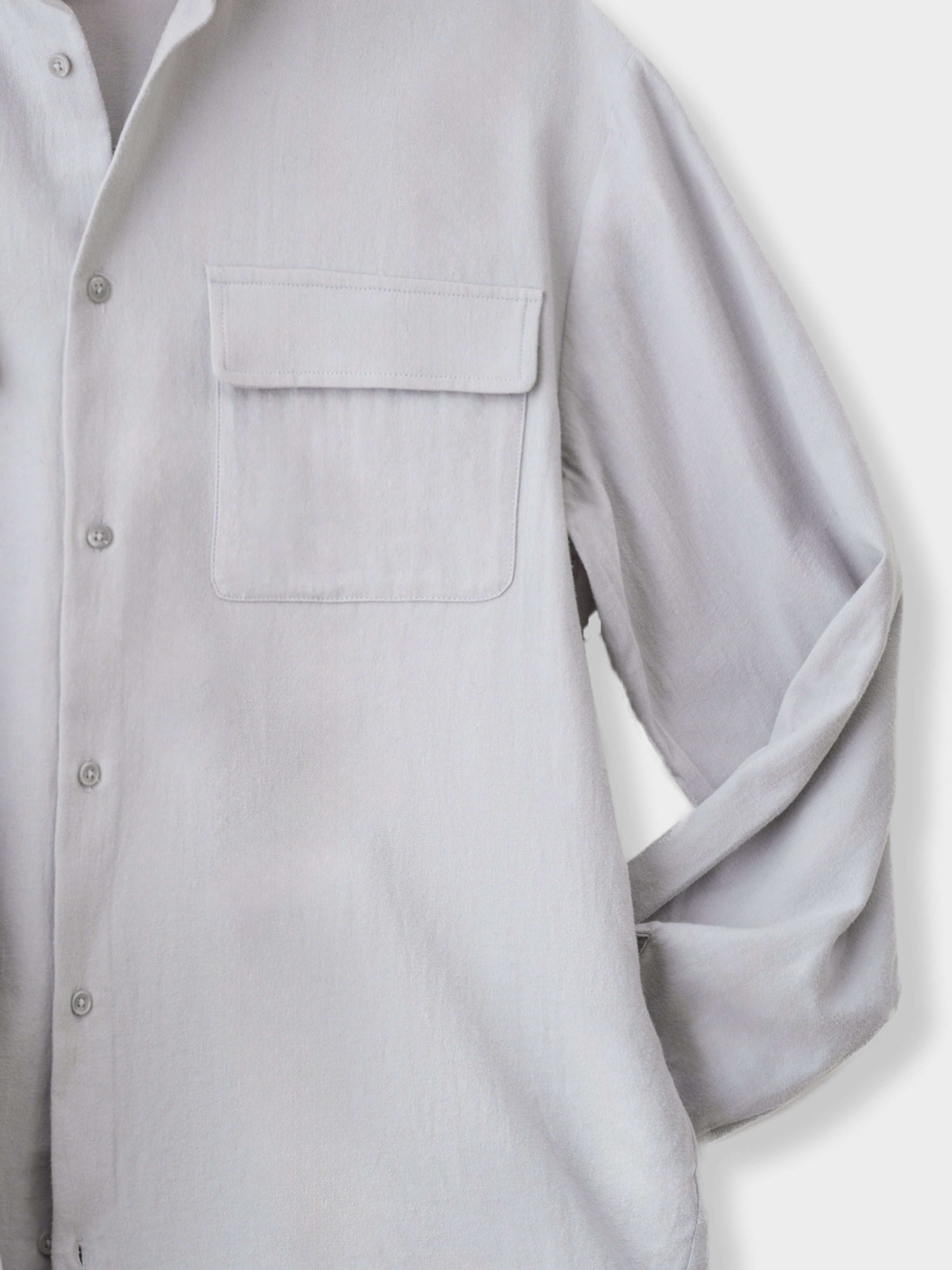 Icy Grey Cotton Flannel Shirt