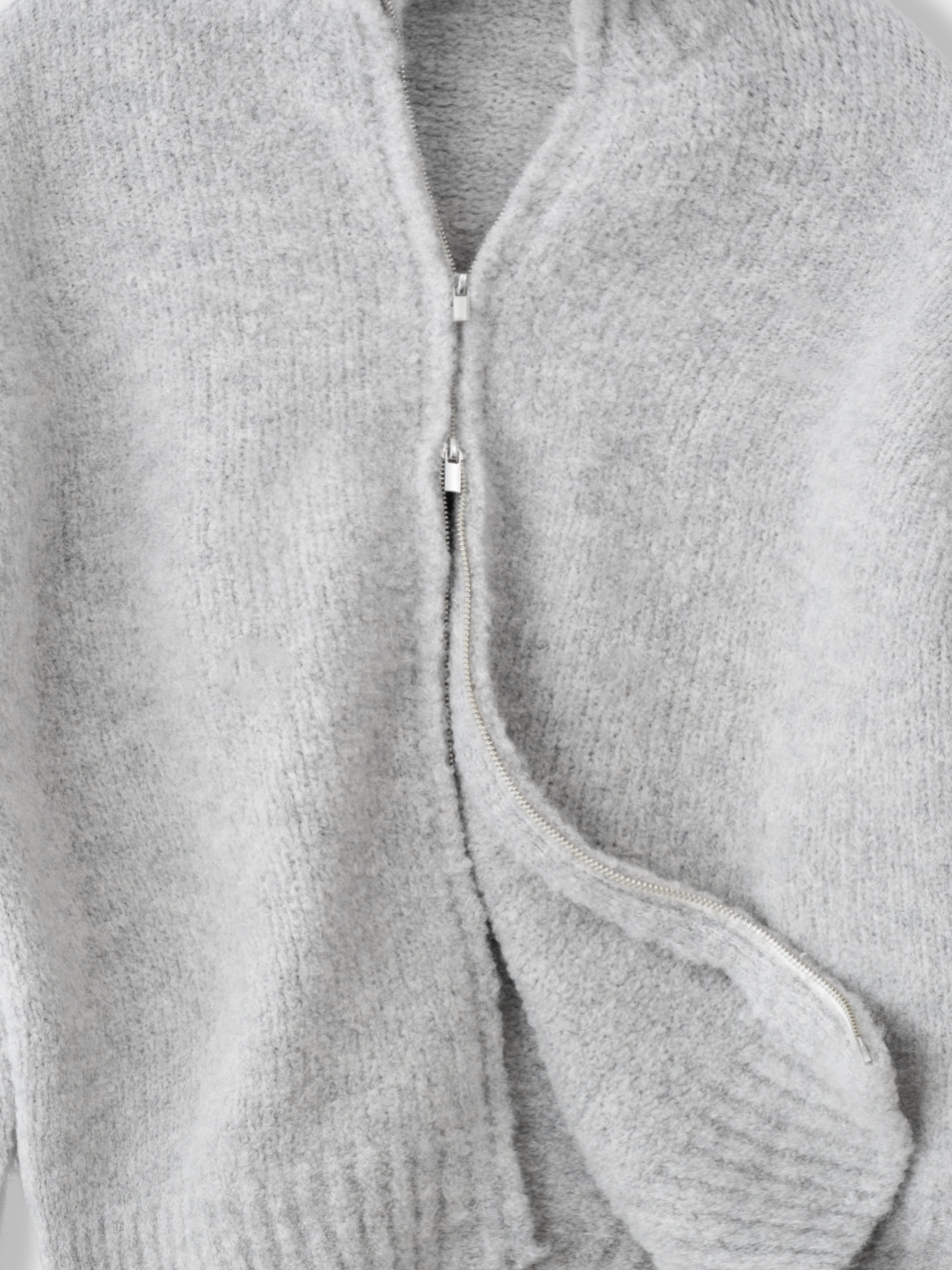 Icy Grey Bouclé Full Zip