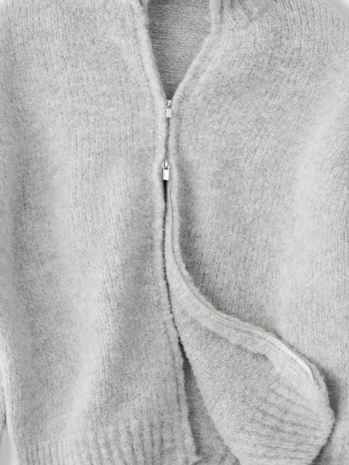 Icy Grey Bouclé Full Zip