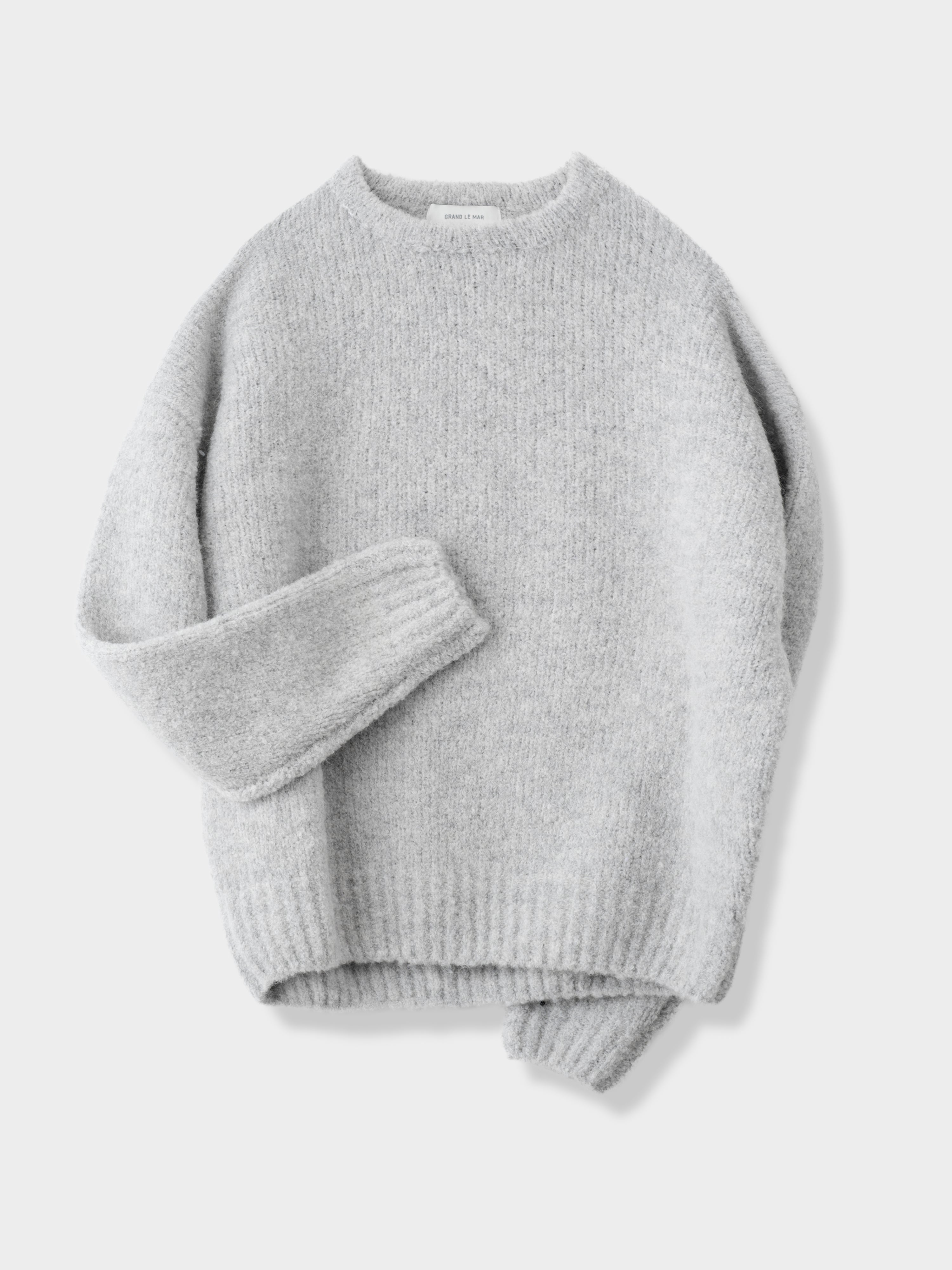 Icy Grey Bouclé Loose Crewneck