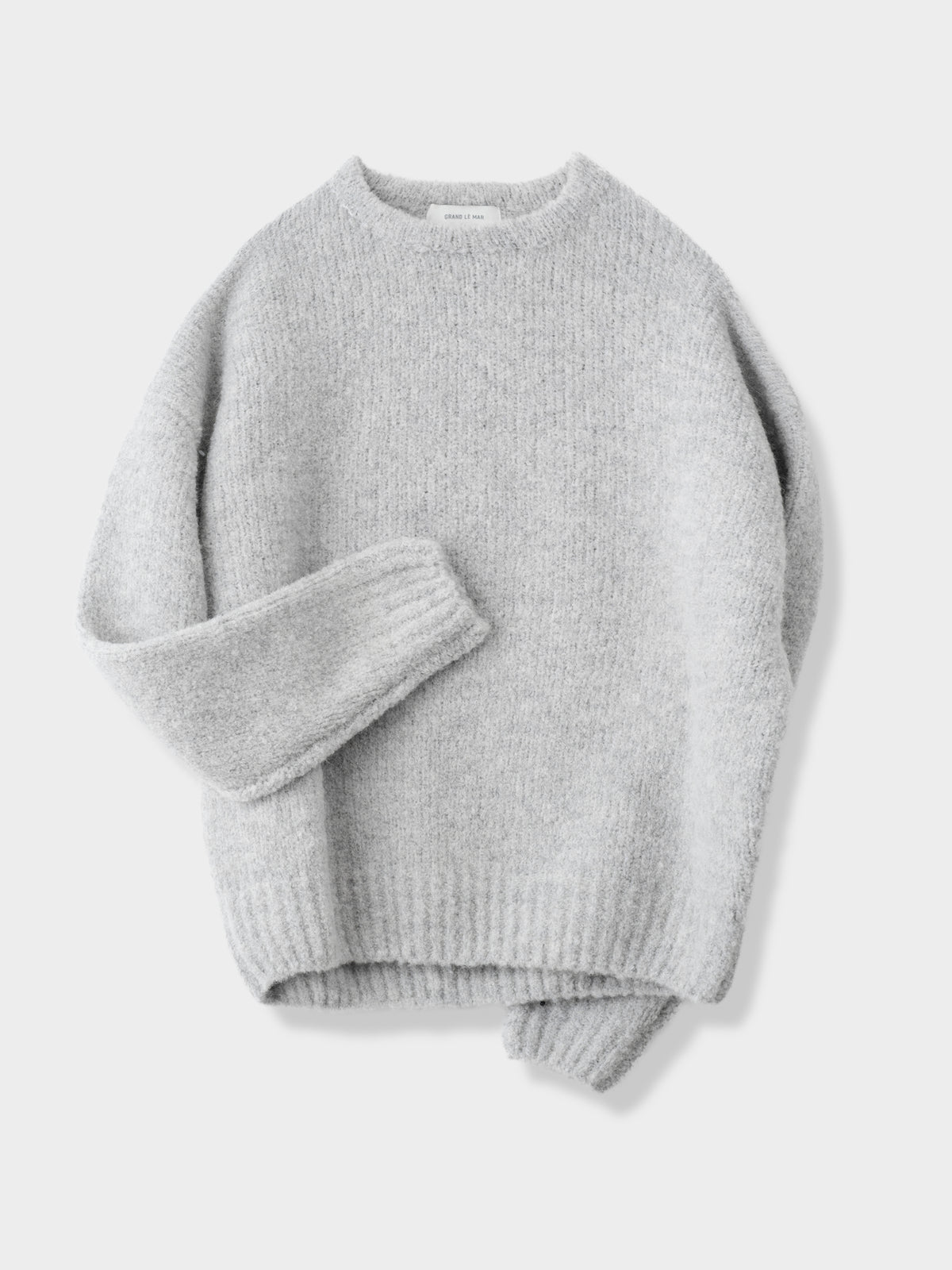 Icy Grey Bouclé Loose Crewneck