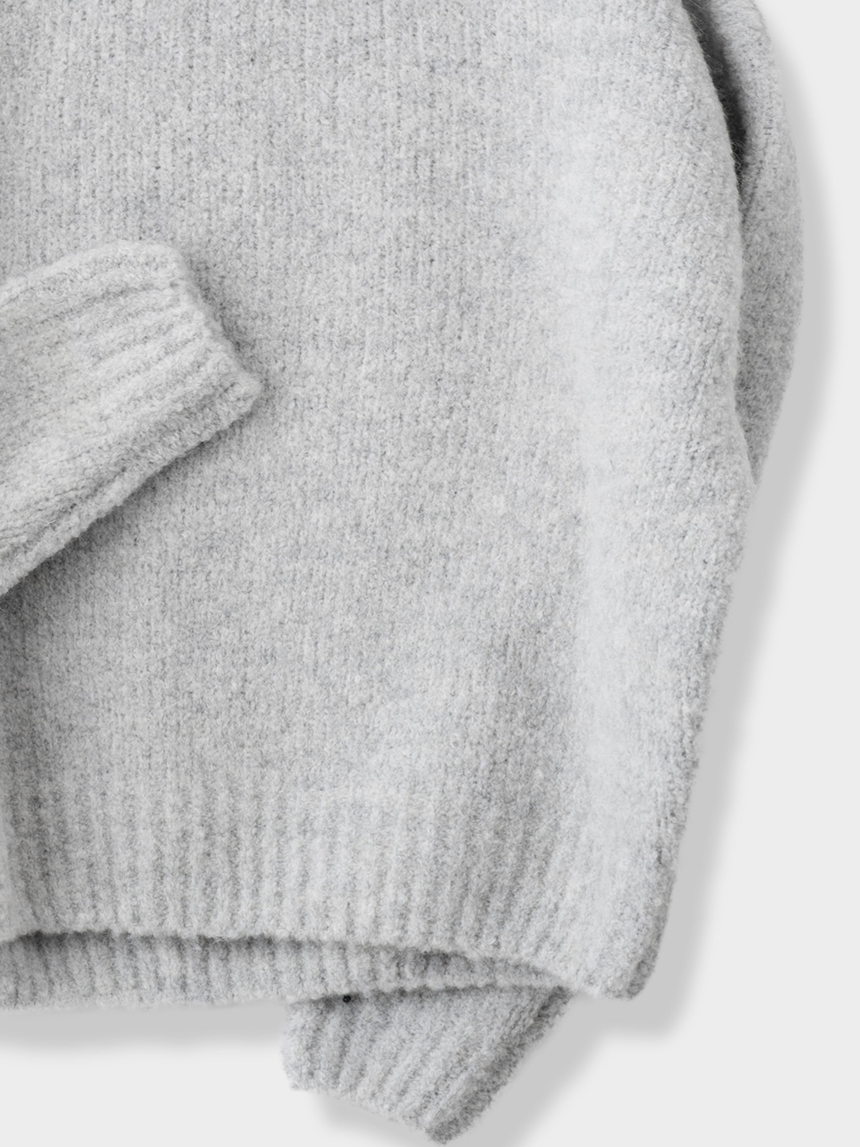 Icy Grey Bouclé Loose Crewneck