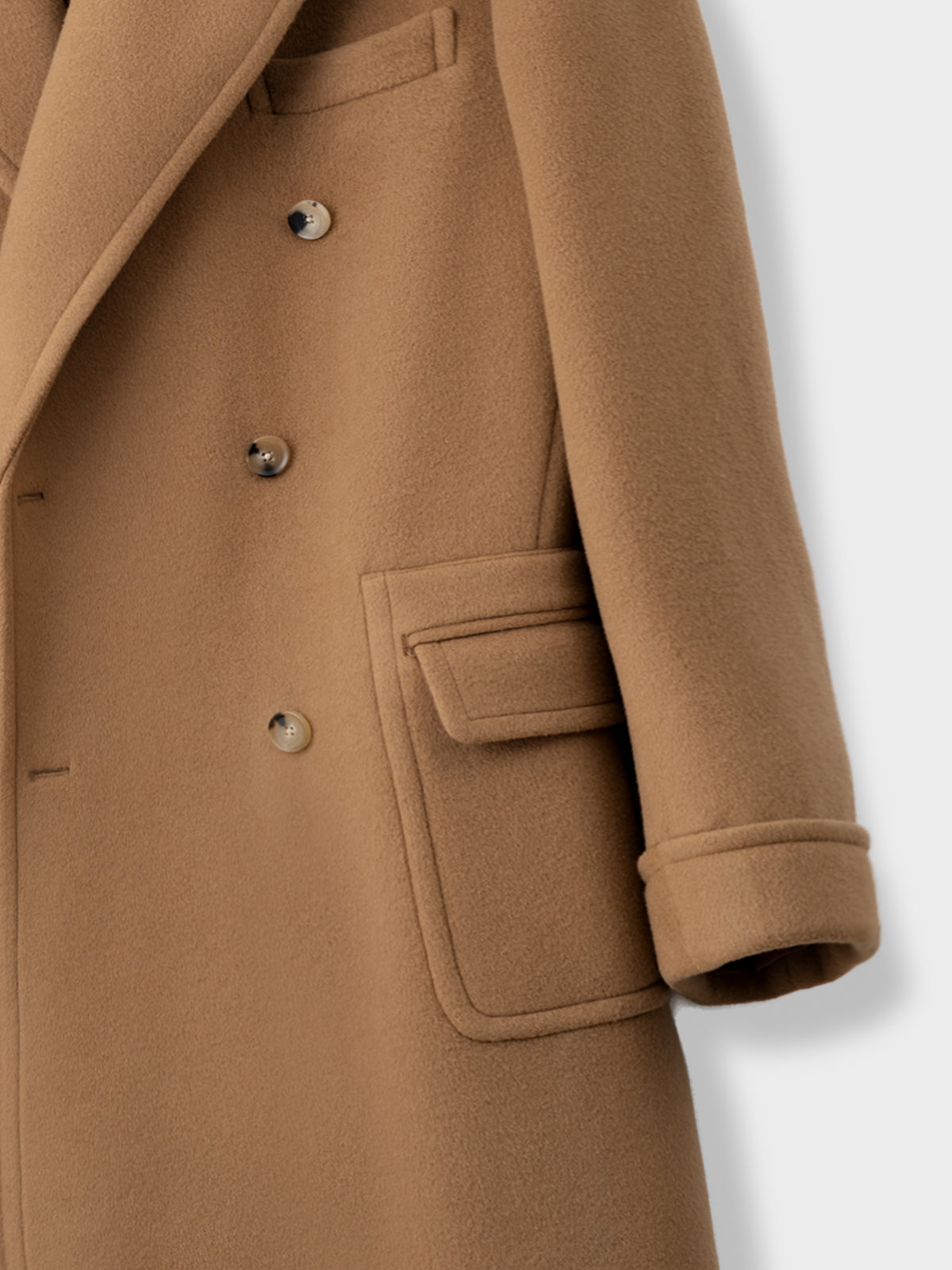 Camel Wool Cashmere Polo Coat