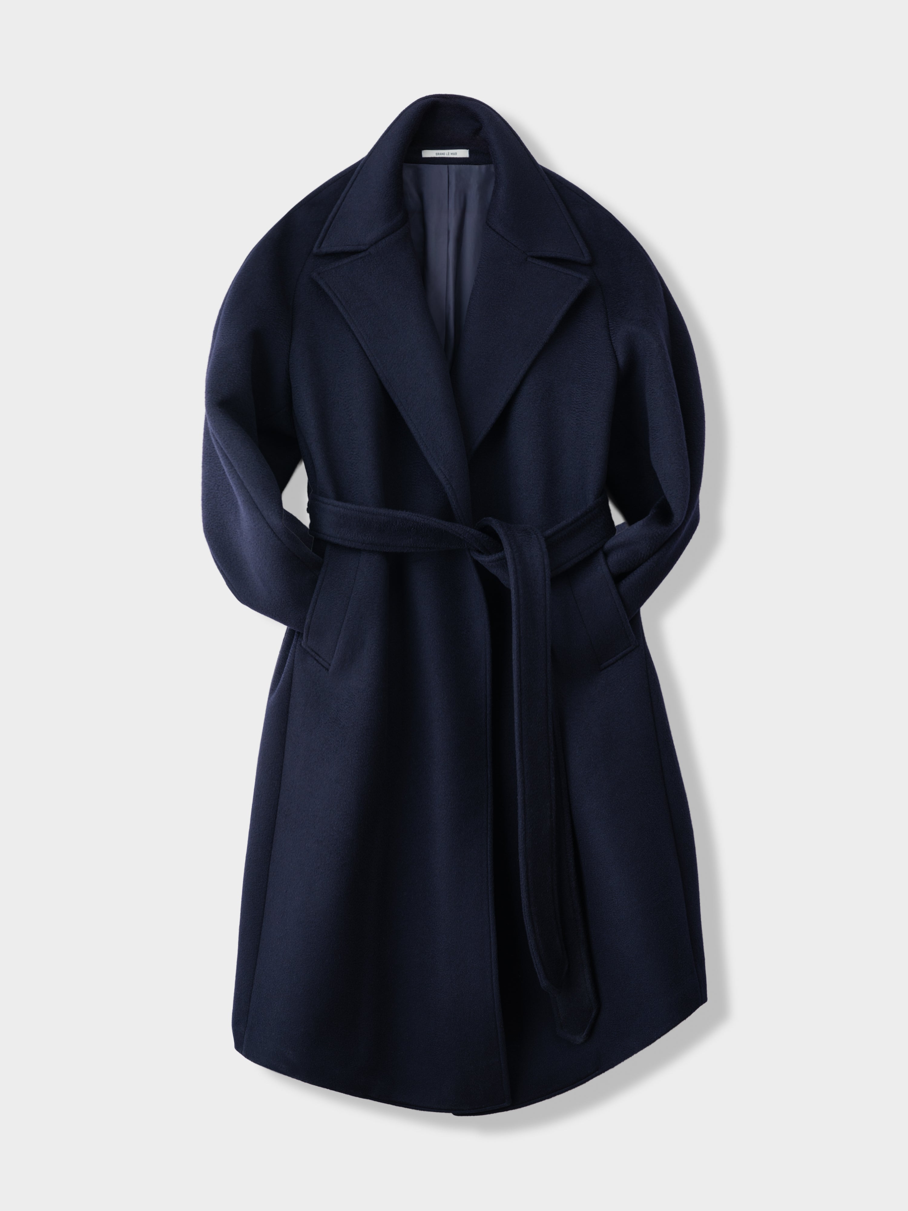 Midnight Blue Wool Cashmere Raglan Coat (DB)