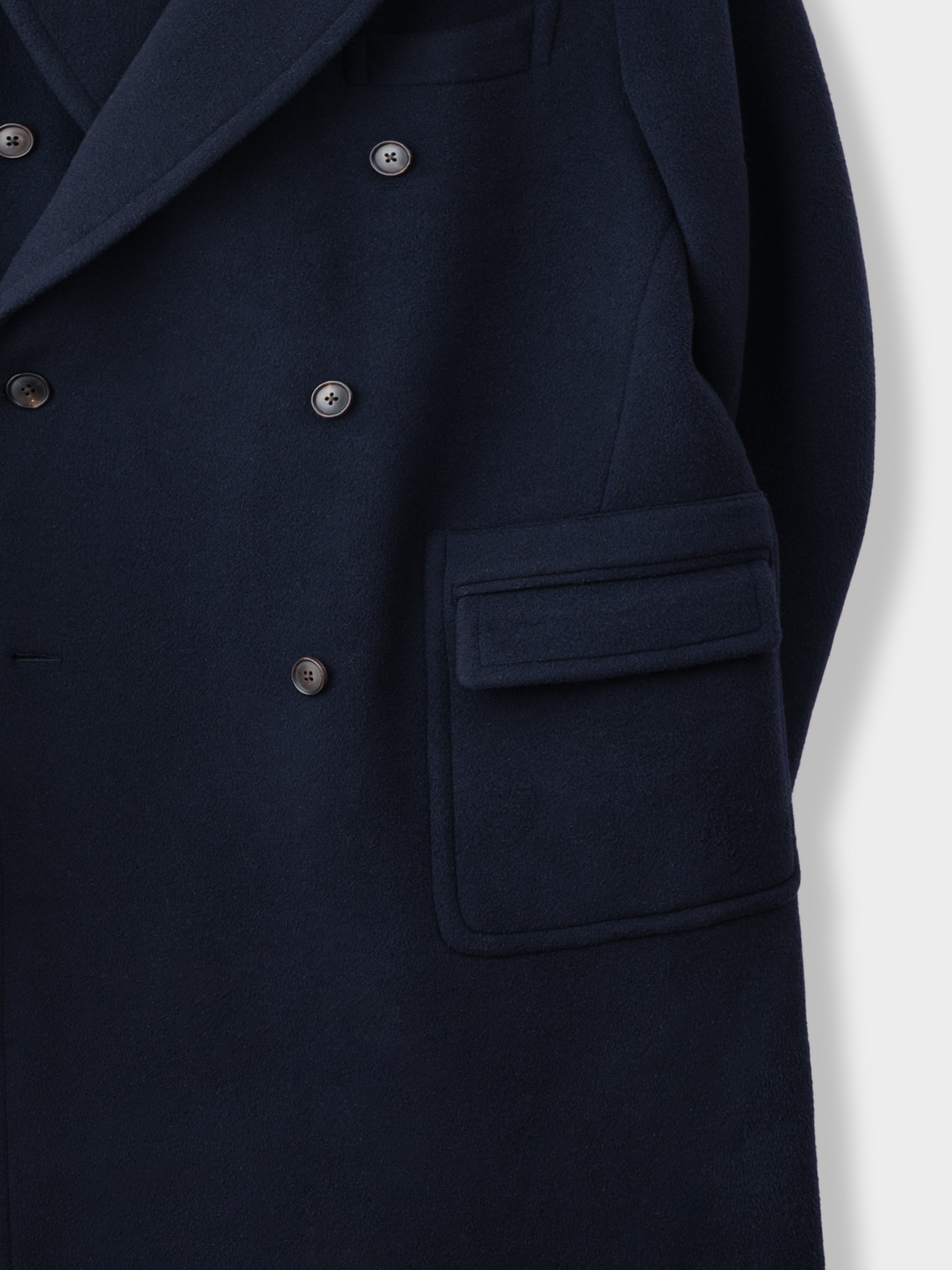 Navy Wool Cashmere Polo Coat