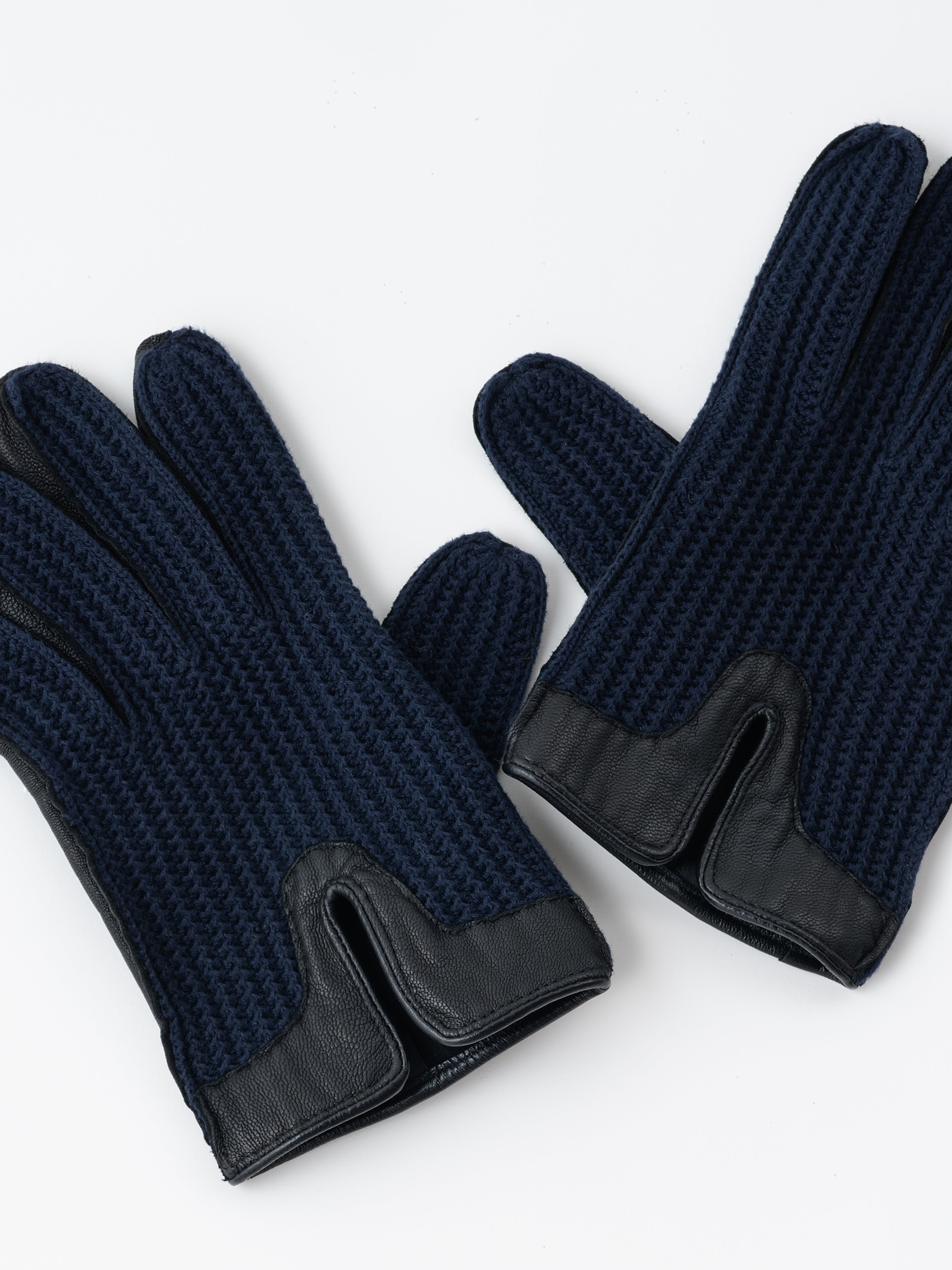 Navy Leather Gloves