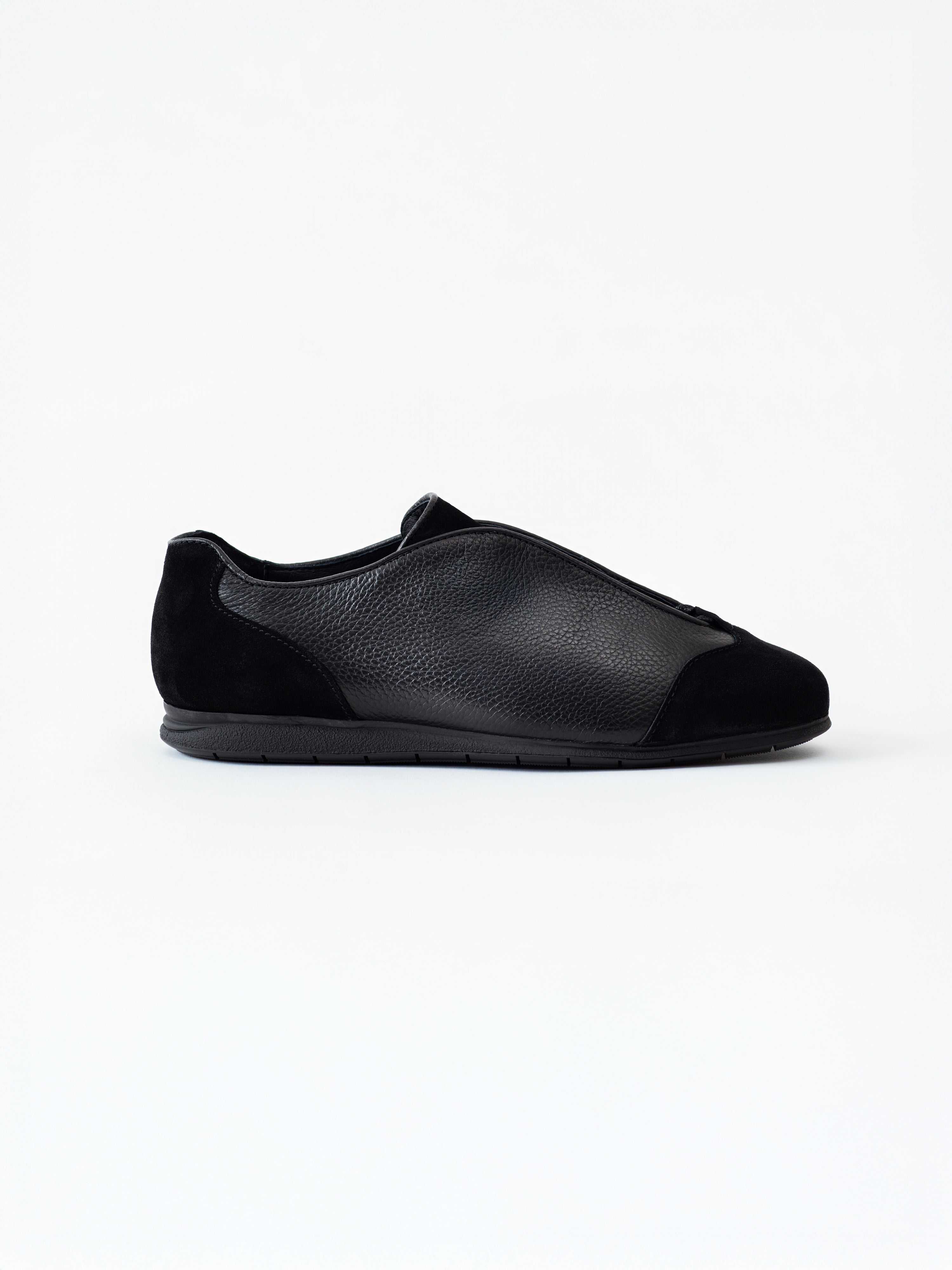 Black Leather & Suede Trainers