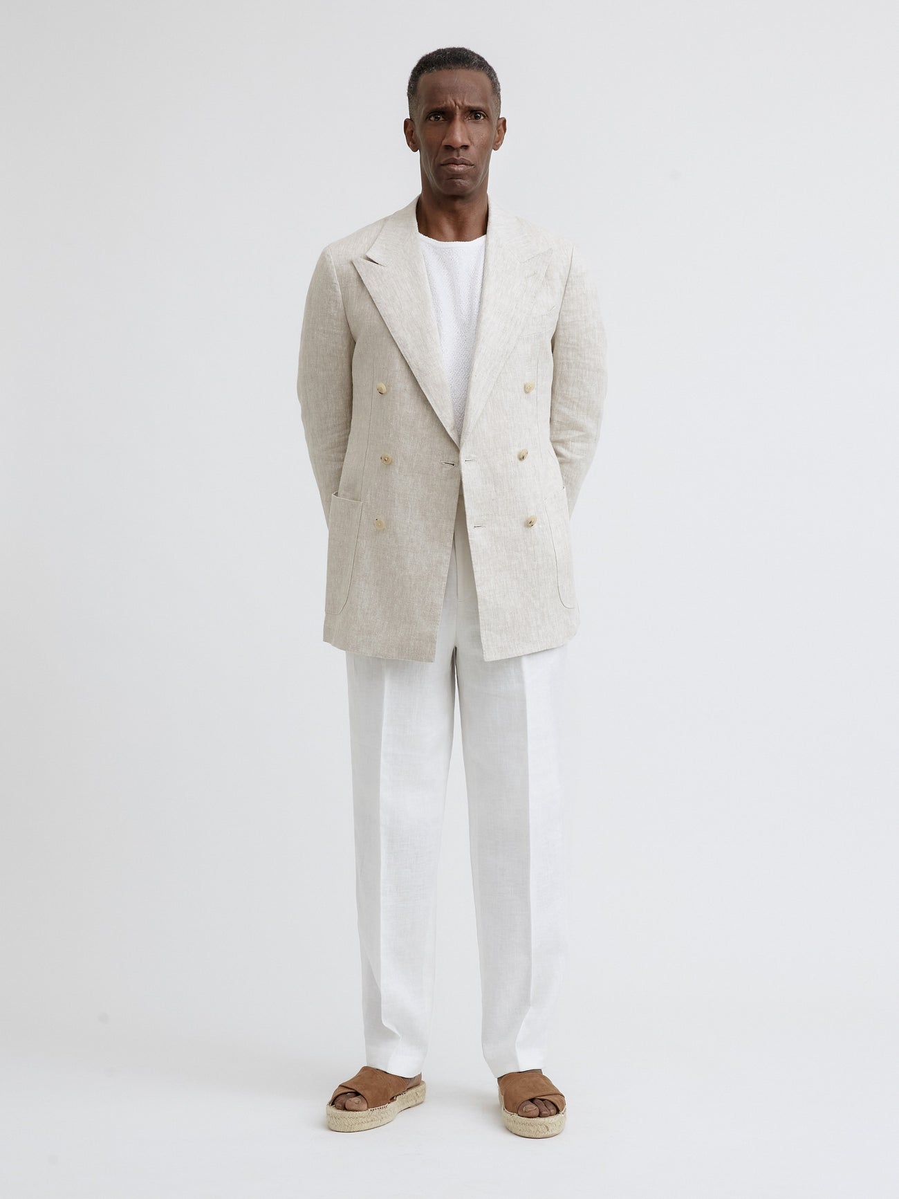 Cream Beige Linen Jacket - Grand Le Mar