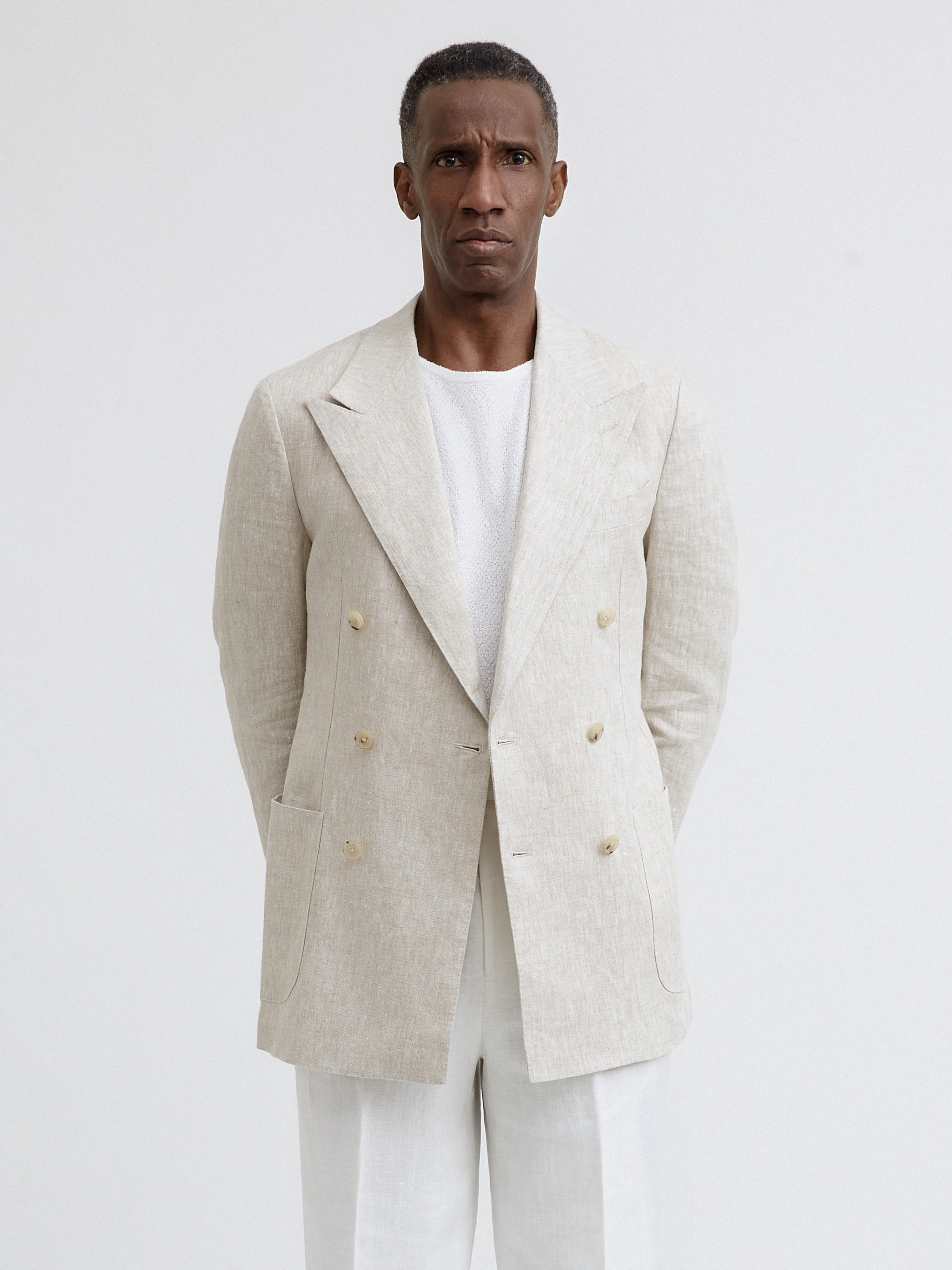 Cream Beige Linen Jacket - Grand Le Mar