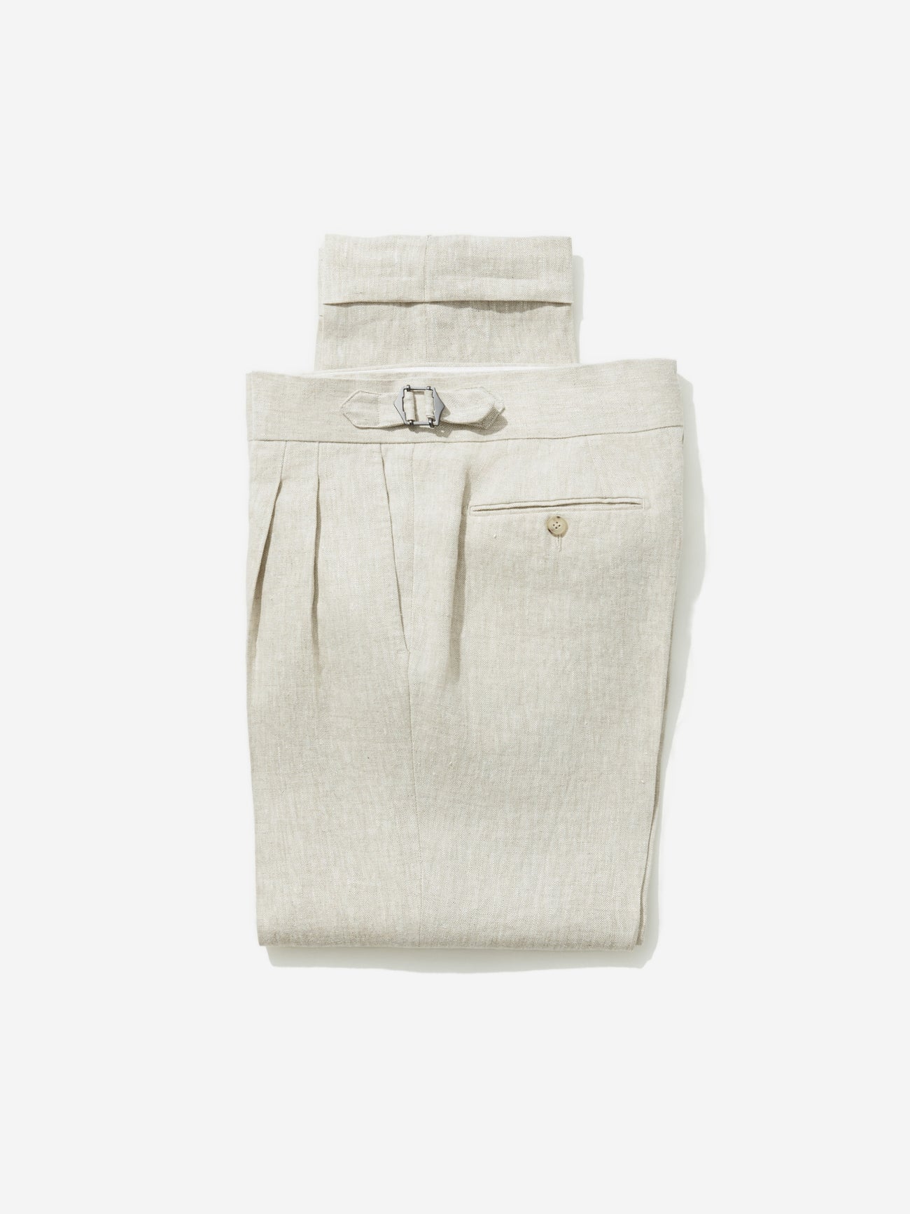 Beige Linen Gurkha Trousers (Tapered Fit) - Grand Le Mar