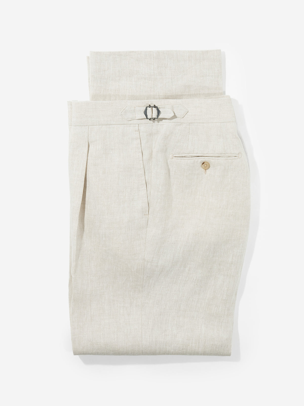Beige Linen Trousers (Wide Fit)