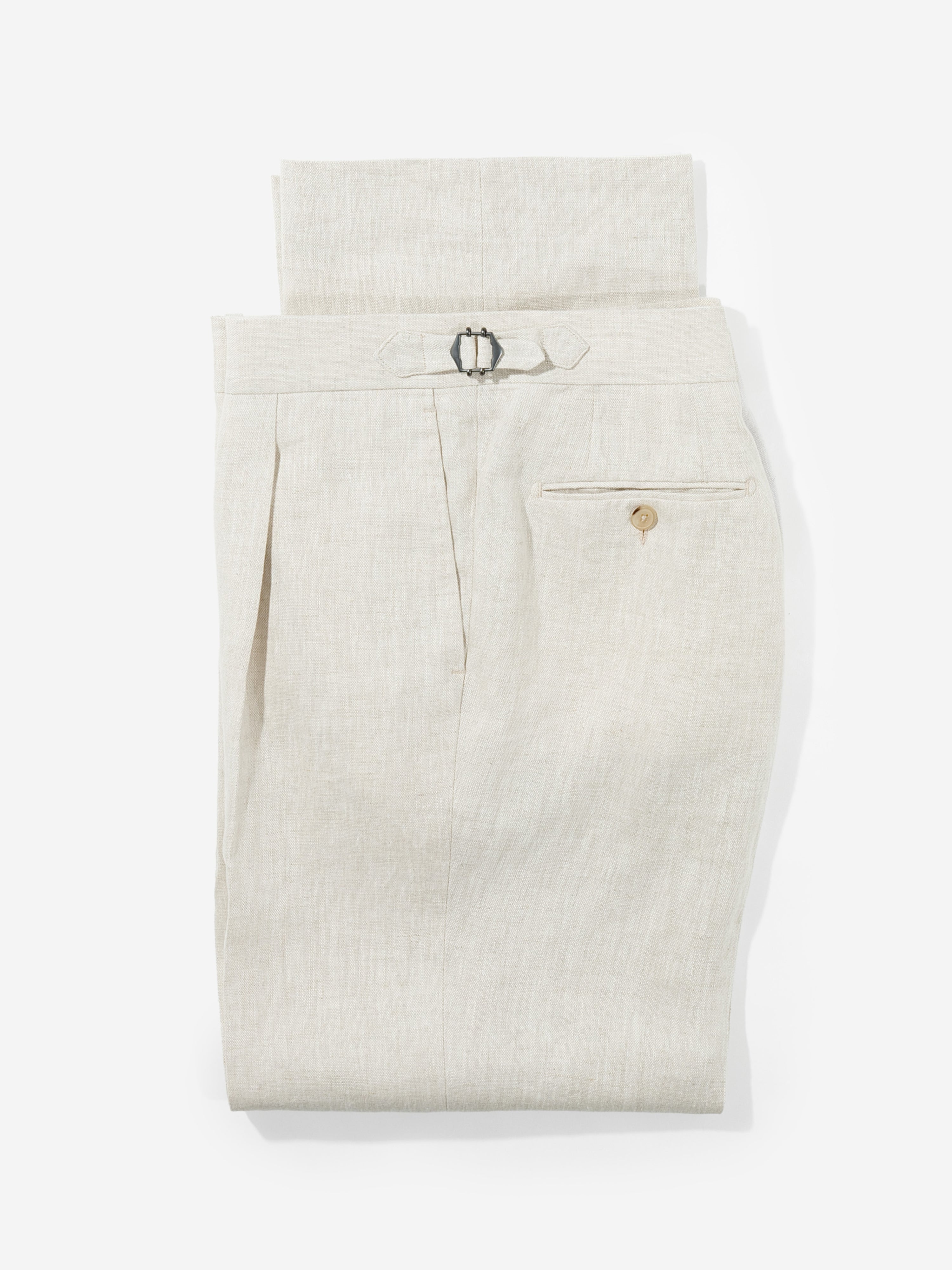 Beige Linen Trousers (Wide Fit)