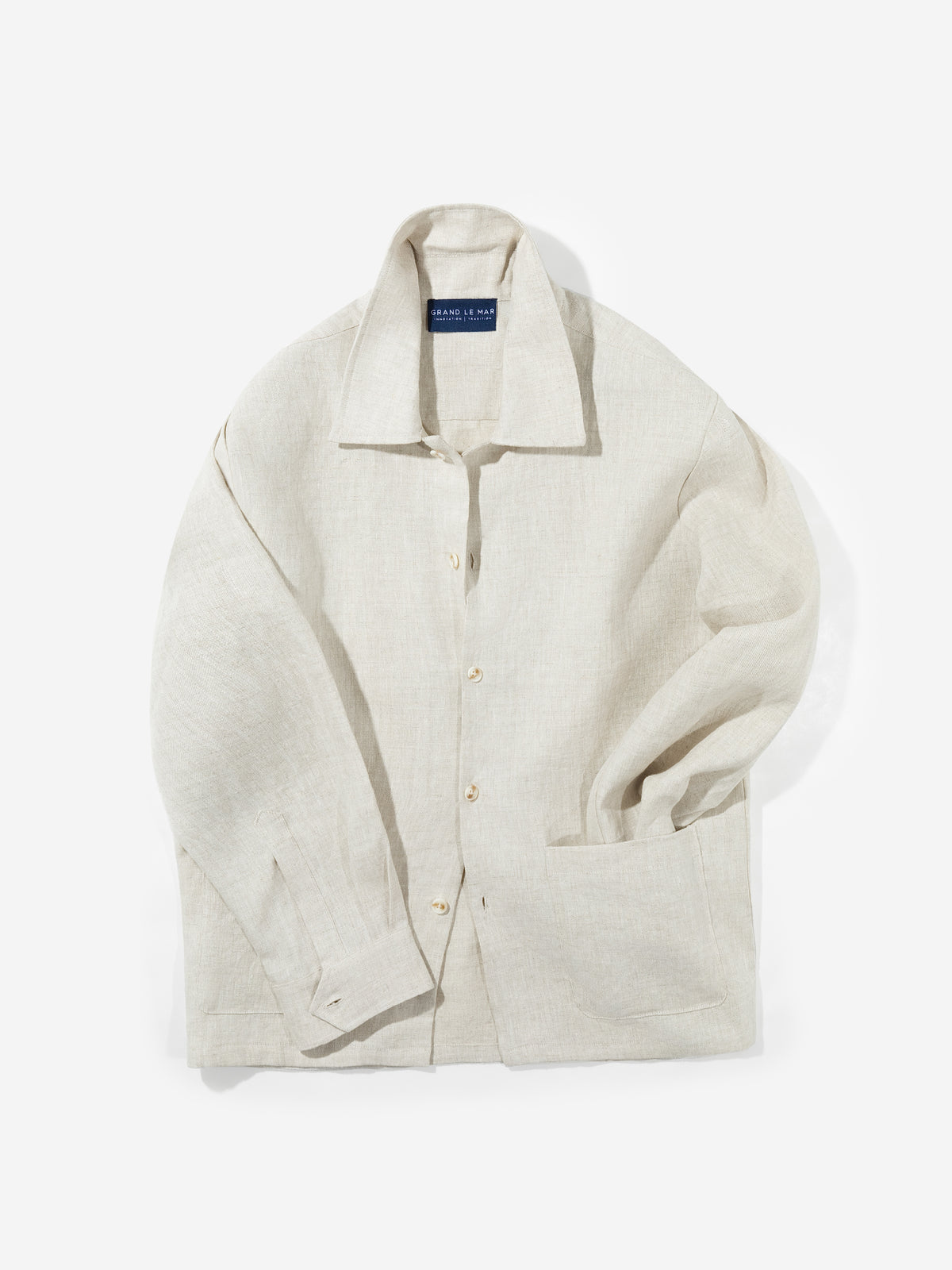 Beige Linen Shirt Jacket - Grand Le Mar