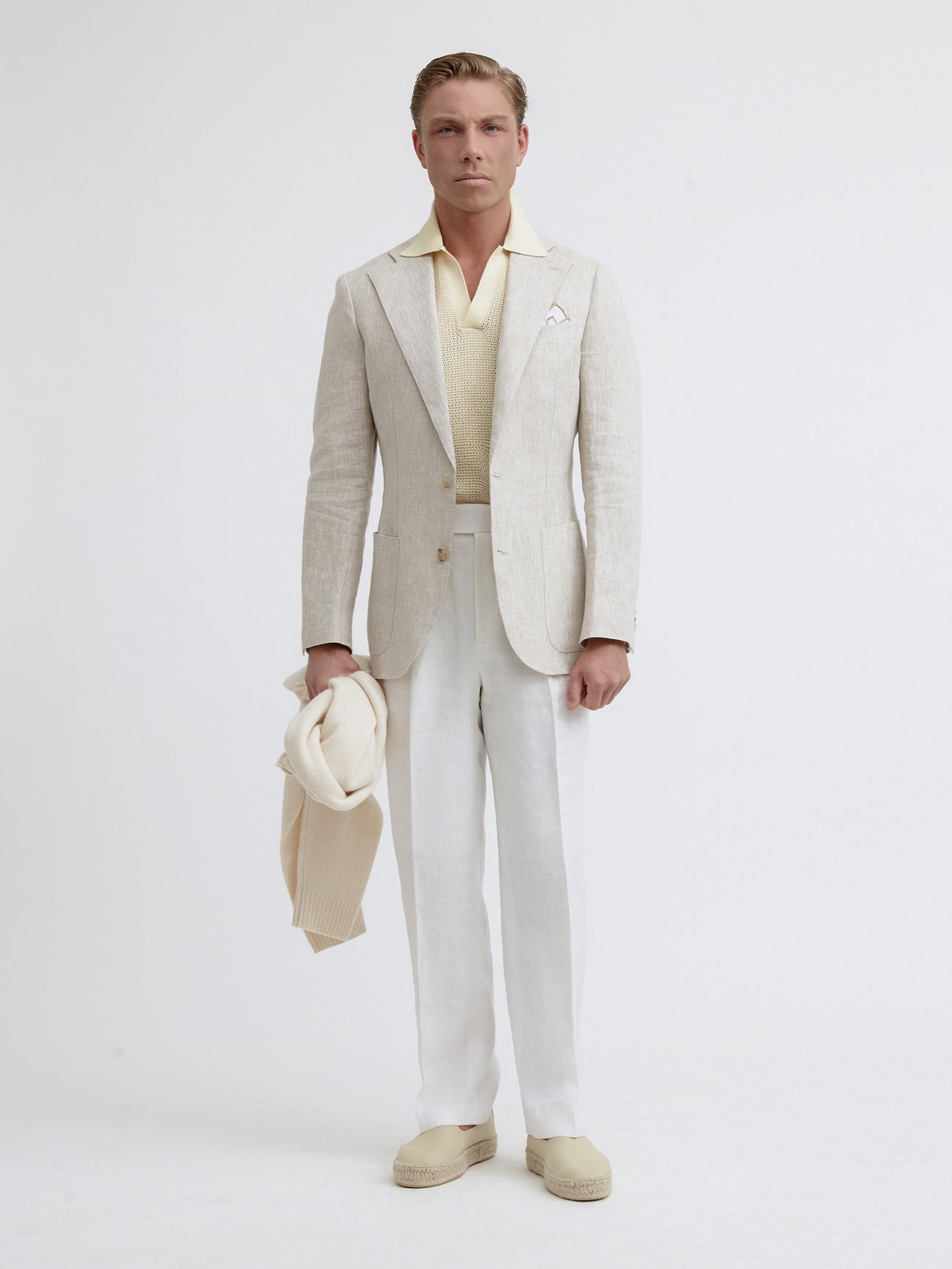 Cream Beige Linen Jacket (SB) - Grand Le Mar