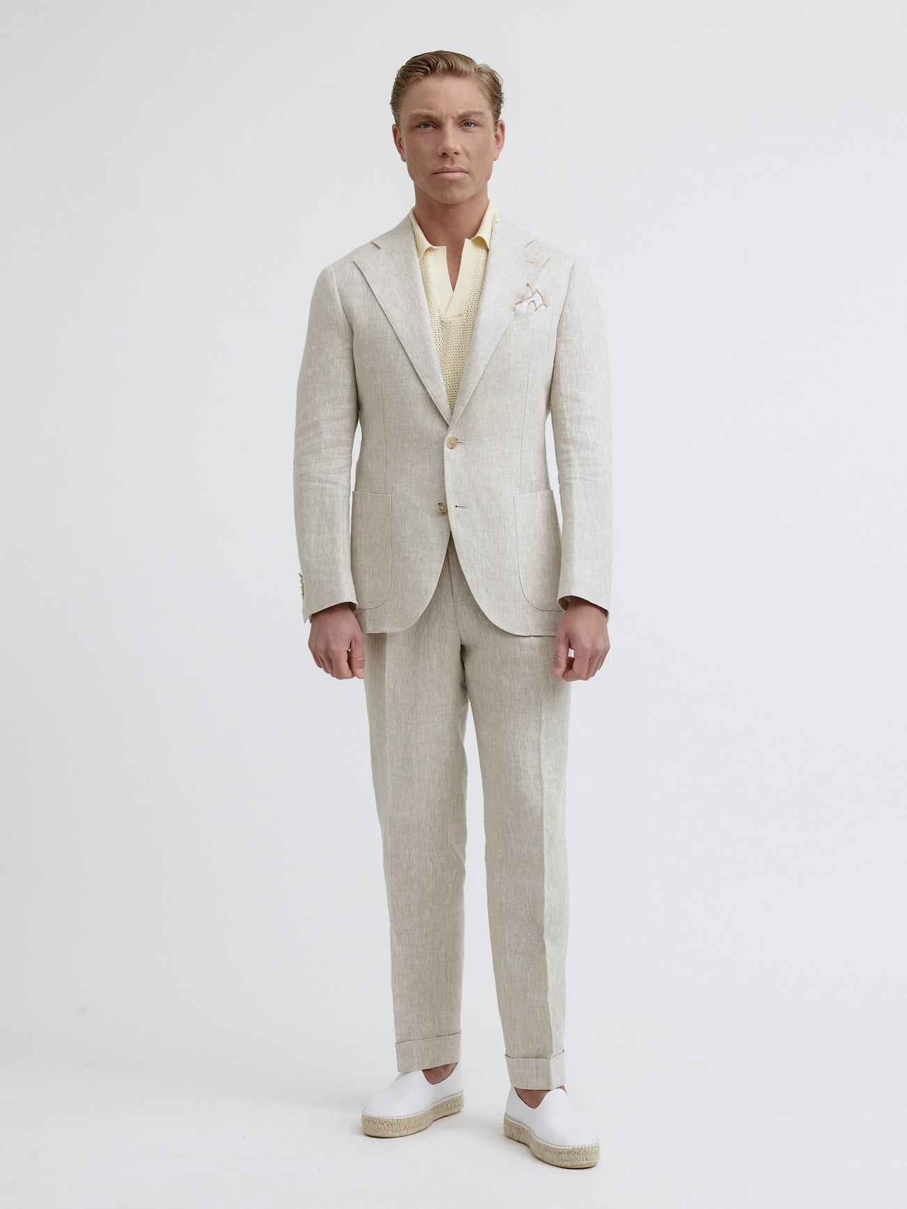 Cream Beige Linen Suit (SB) - Grand Le Mar